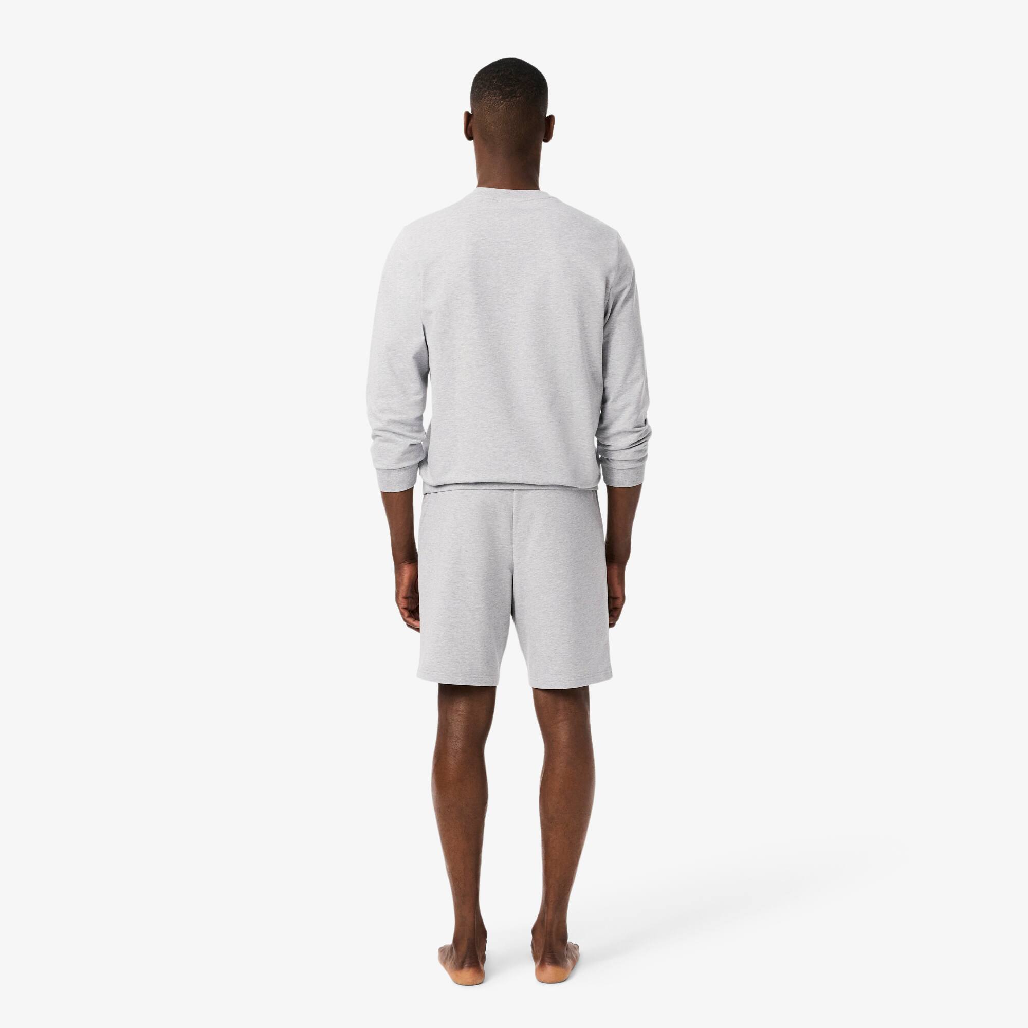 Thumbnail - Lacoste Straight Fit-Pyjamashorts aus Fleece - Heidekraut Grau / Weiß Size M