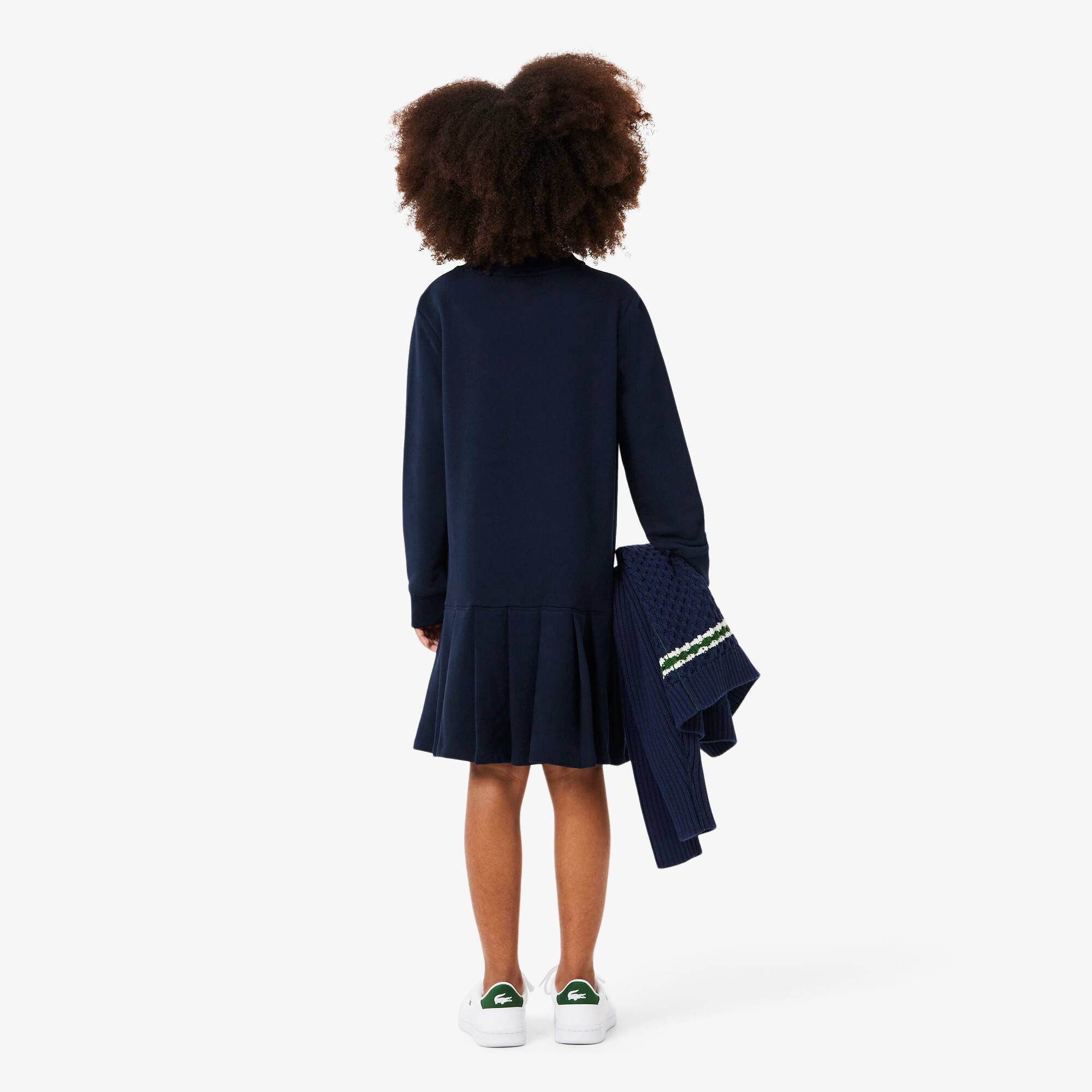 Thumbnail - Lacoste Kleid aus Fleece mit langen Ärmeln - Navy Blau Size 12 - 16A