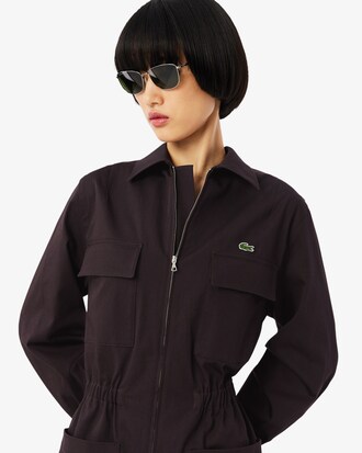 Spielanzug mit Polokragen aus Stretch-Gabardine