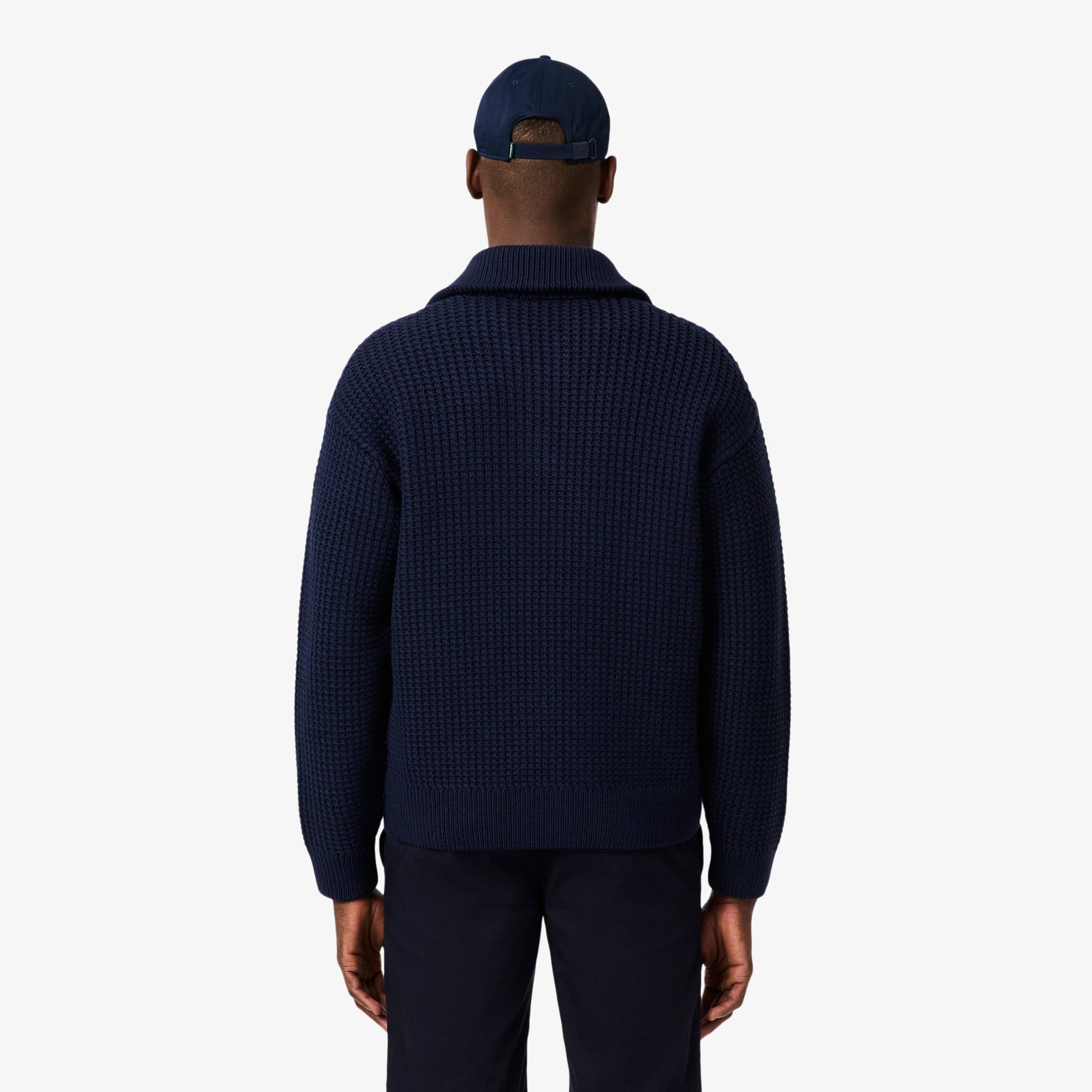 Thumbnail - Lacoste Pullover aus schwerer Wolle mit hohem Kragen und halbem Reißverschluss - Navy Blau Size 6 - XL
