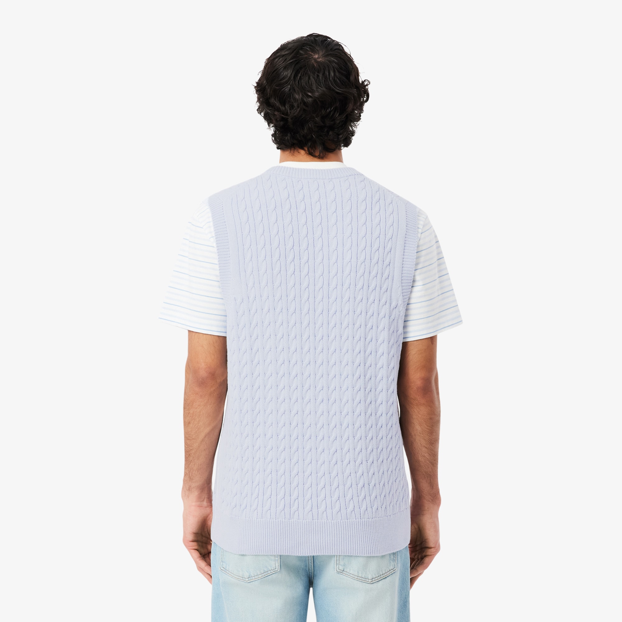 Thumbnail - Lacoste Ärmelloser Pullover aus Baumwollstrick - Hellblau / Weiß Size L