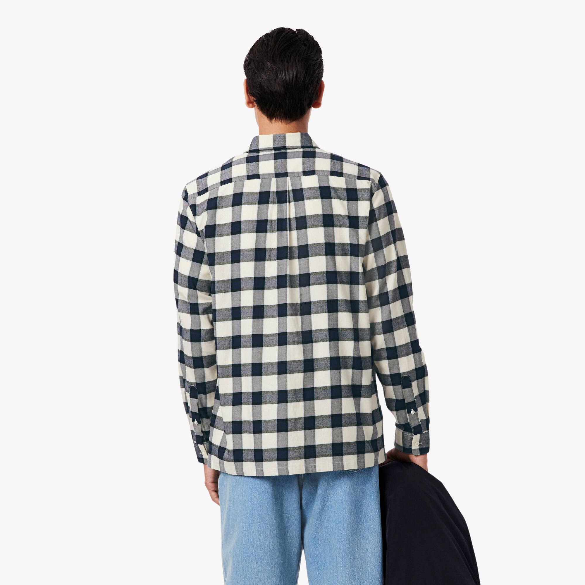 Thumbnail - Lacoste Regular Fit-Hemd aus kariertem Flanell - Weiß / Blau / Navy Blau Size 38