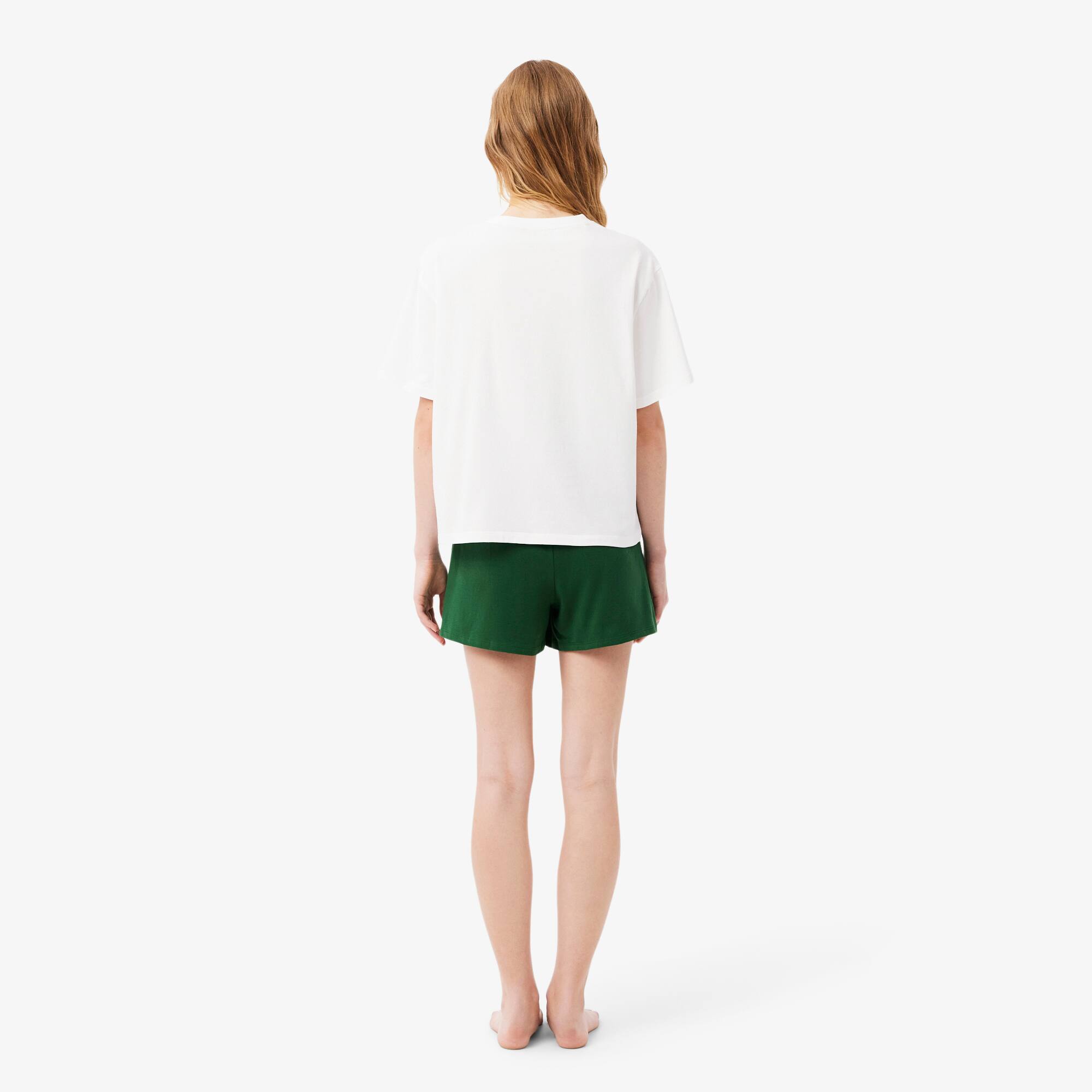 Thumbnail - Lacoste Pyjama-Set aus Baumwolle - Weiß / Grün Size L