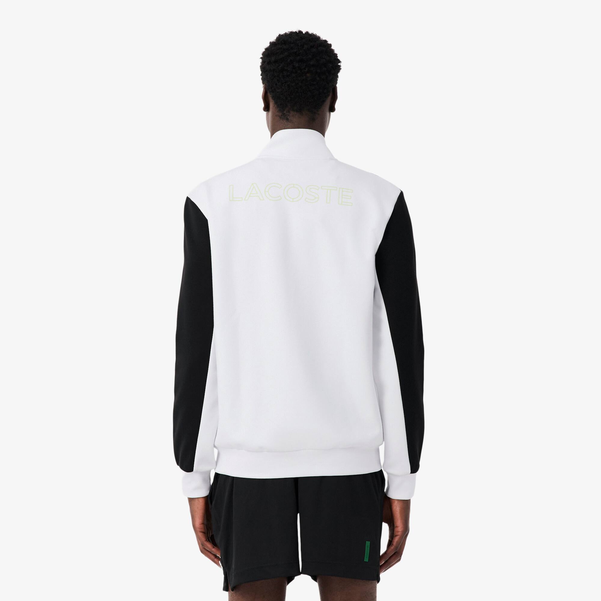 Thumbnail - Lacoste Sport-Sweatshirt mit Reißverschluss und Colorblock-Design - Schwarz / Weiß Size S