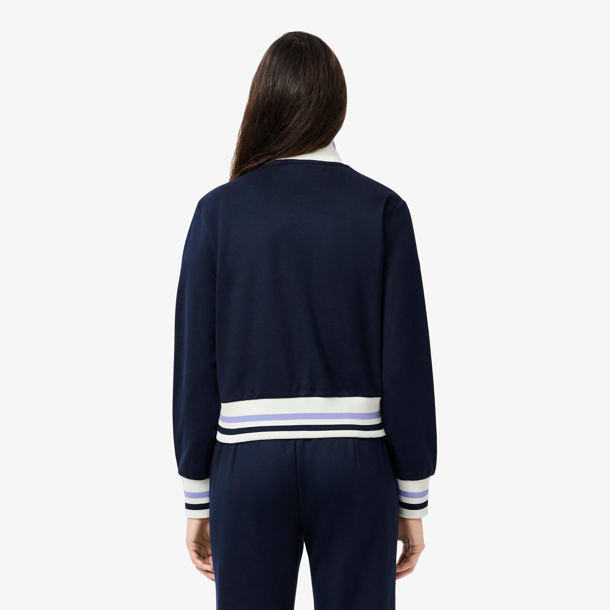 Thumbnail - Lacoste Sweatshirt mit Reißverschluss und Streifendetails - Navy Blau Size 34