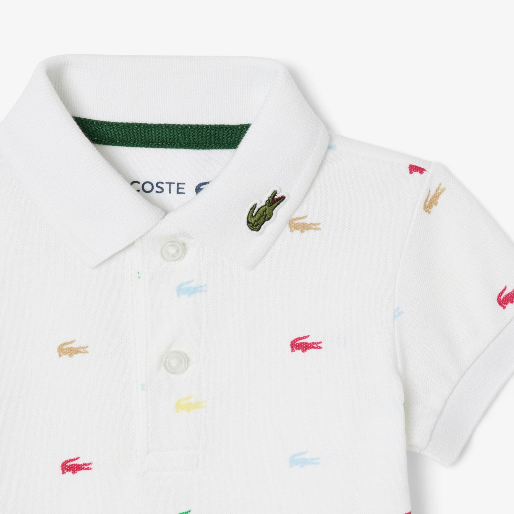 Thumbnail - Lacoste Baby-Body aus Piqué mit Kroko-Print - Weiß Size 7 - 24M