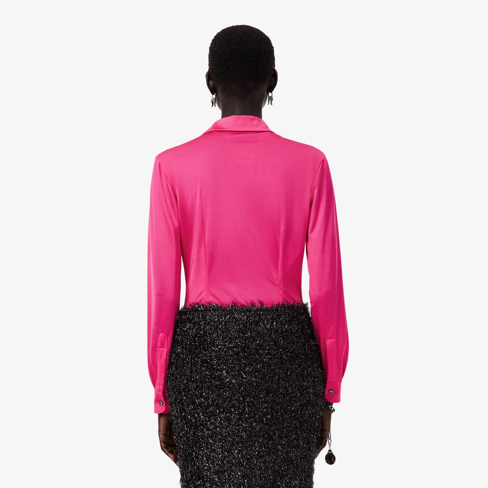 Thumbnail - Lacoste Slim Fit-Hemd Runway aus Satin - Rose Size 36