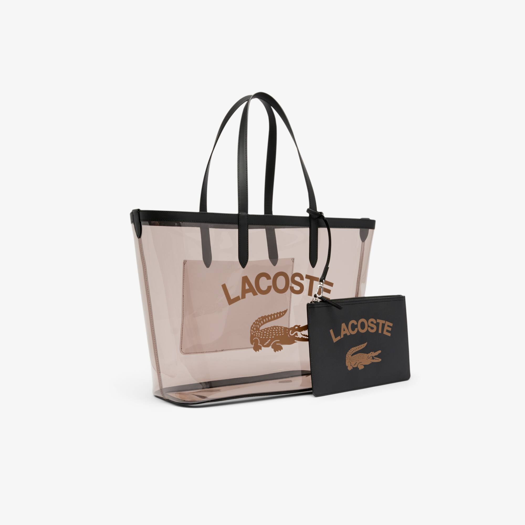 Thumbnail - Lacoste Große transparente Tote Bag Anna mit genarbtem Effekt - TRANSPARENT NOIR ERMINE Size One Size