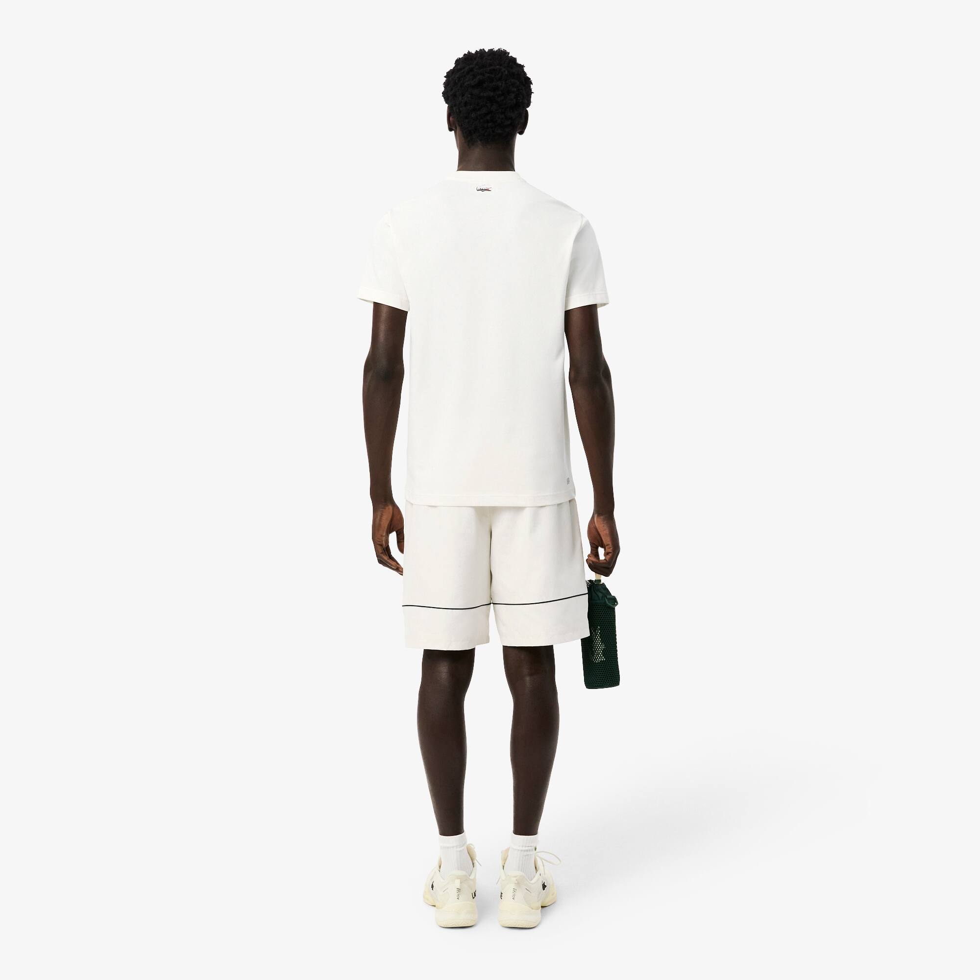 Thumbnail - Lacoste Tennisshorts aus Diamant-Taft mit Print - Weiß / Navy Blau Size M
