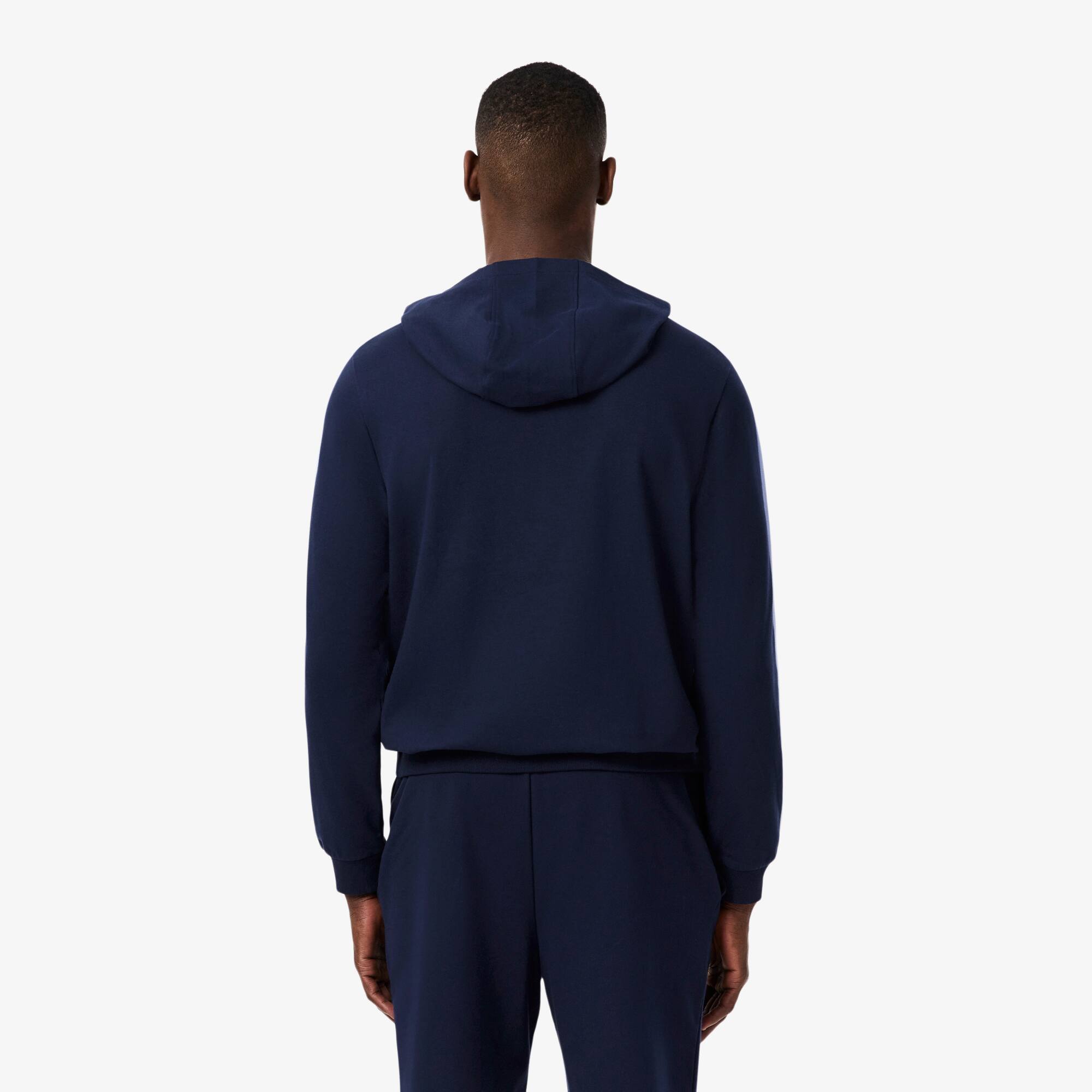 Thumbnail - Lacoste Loungewear-Hoodie aus Fleece - Navy Blau / Lila Size M