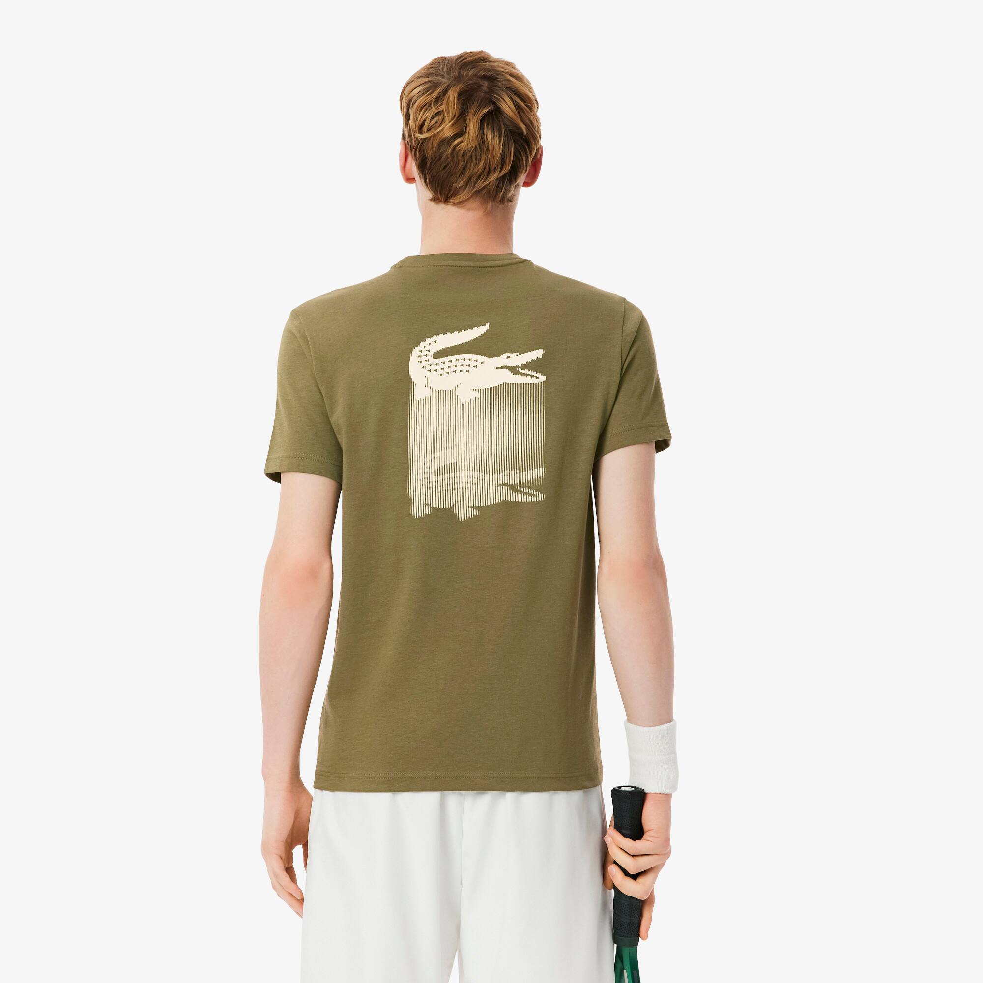 Thumbnail - Lacoste Sport-T-Shirt mit Print und Ultra-Dry-Technologie - Khaki Grün Size XS
