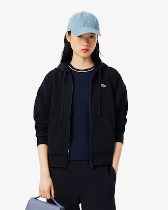 Hoodie aus Piqué mit Reißverschluss