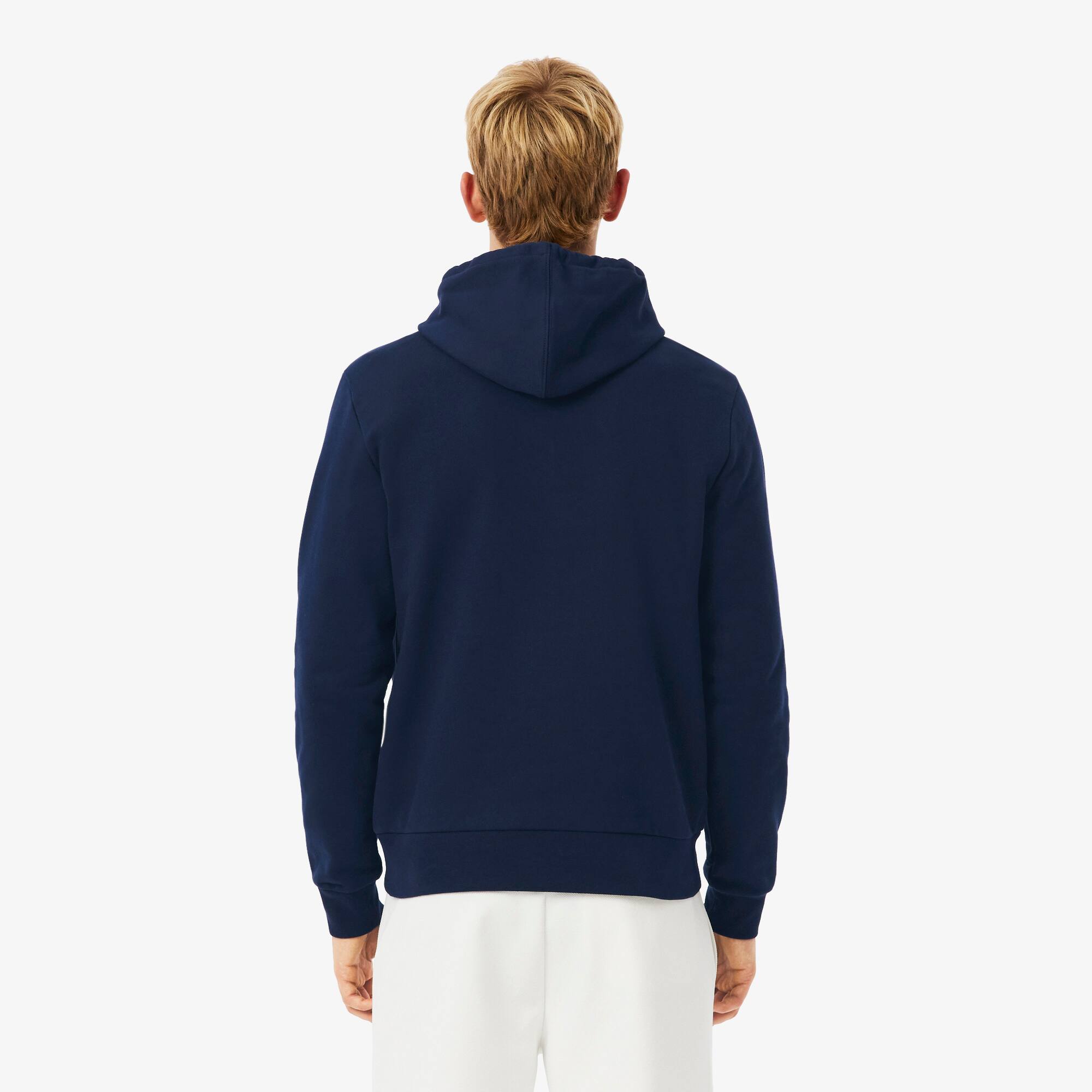 Thumbnail - Lacoste Hoodie aus Fleece mit Colorblock-Design - Navy Blau / Weiß / Braun Size M
