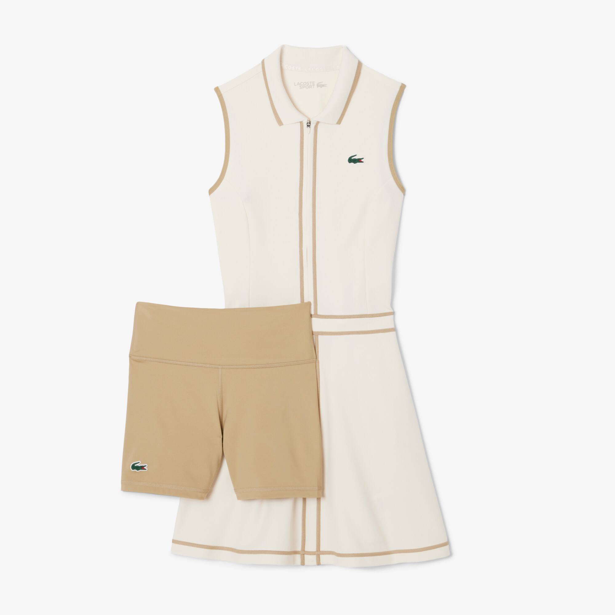 Thumbnail - Lacoste Klassisches Golfkleid mit Ultra Dry-Technologie - Weiß / Beige Size 38