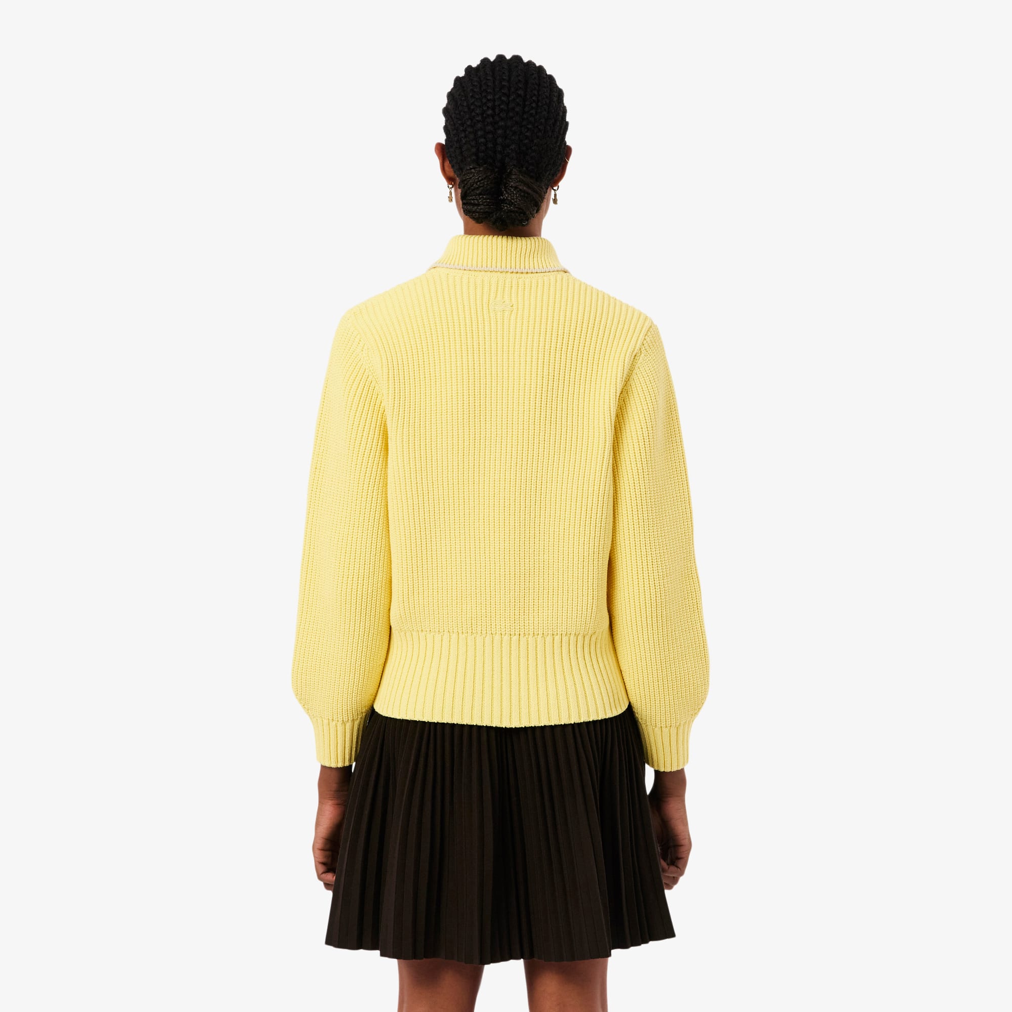 Thumbnail - Lacoste Pullover aus Baumwolle mit Reißverschluss und Badge-Akzent - Gelb Size 36