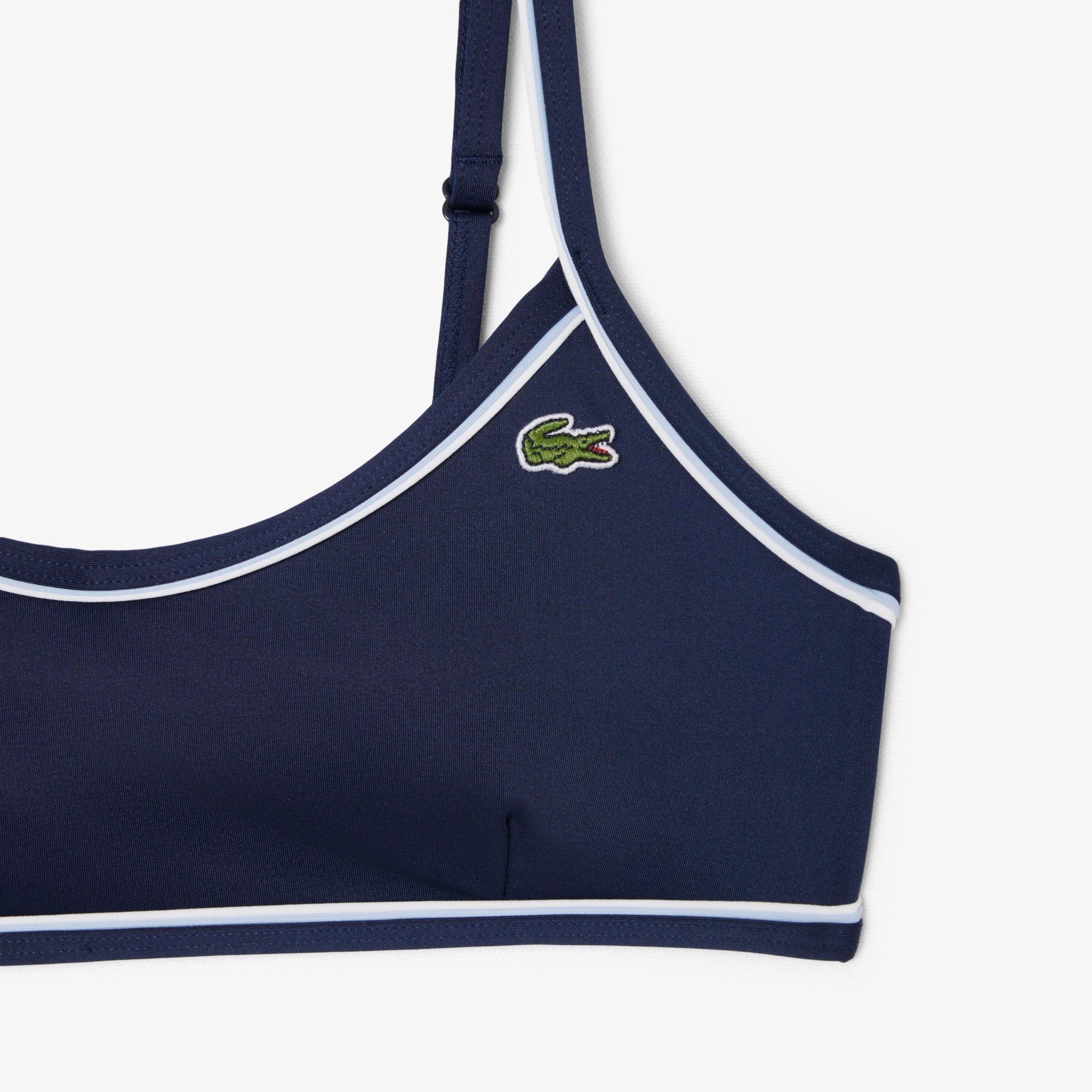 Thumbnail - Lacoste Badeoberteil aus Jersey - Bleu Marine / Bleu Clair / Blanc Size 36