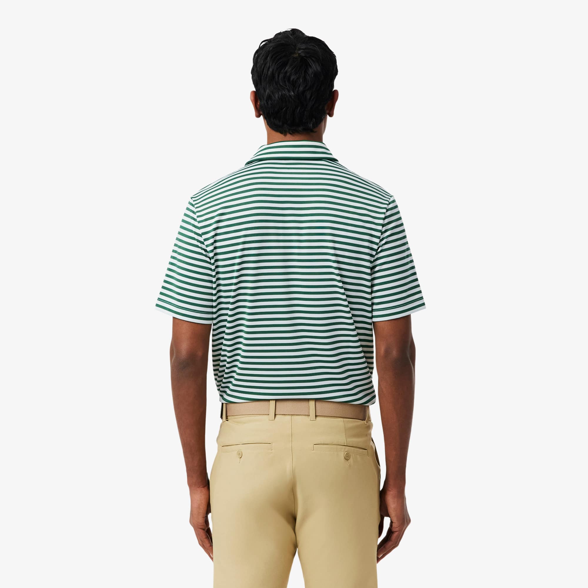 Thumbnail - Lacoste Gestreiftes Golf-Polohemd mit Ultra-Dry-Technologie, Regular Fit - Grün / Weiß Size XXL
