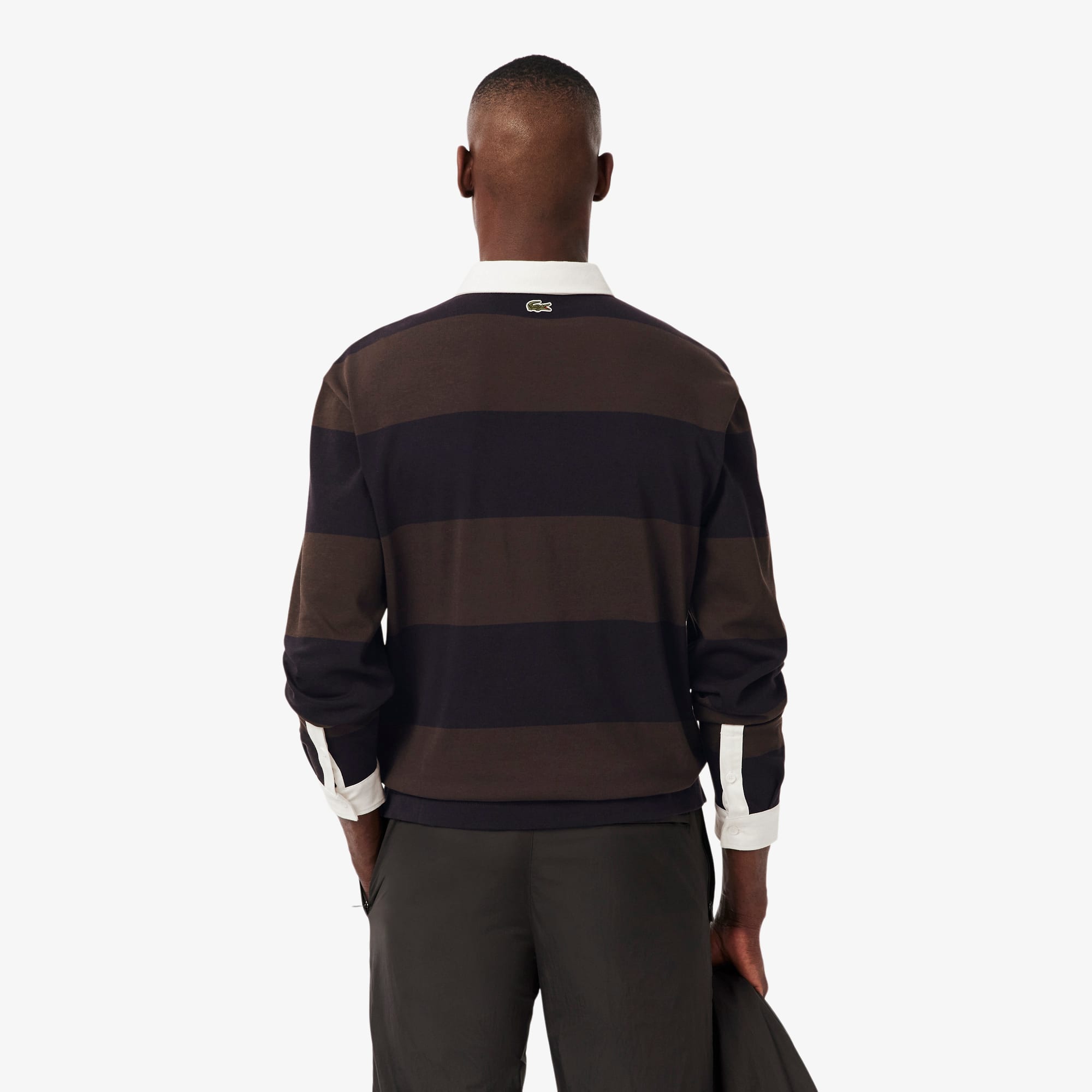 Thumbnail - Lacoste Rugby-Polo mit Streifen, Relaxed Fit - Navy Blau / Braun Size M