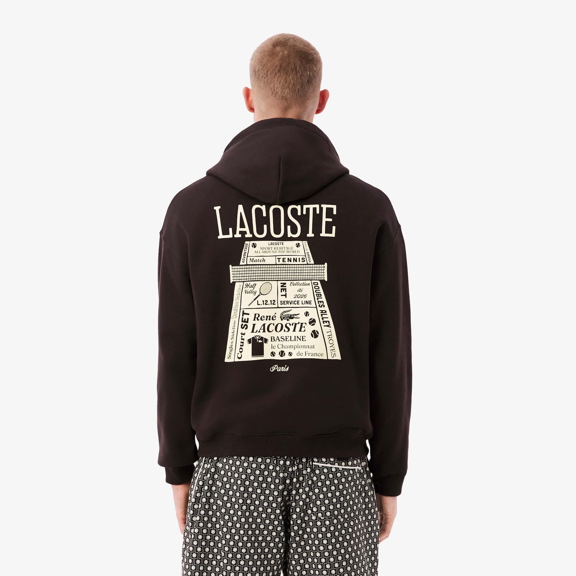 Thumbnail - Lacoste Loose Fit Printed Hoodie - Braun Size XS