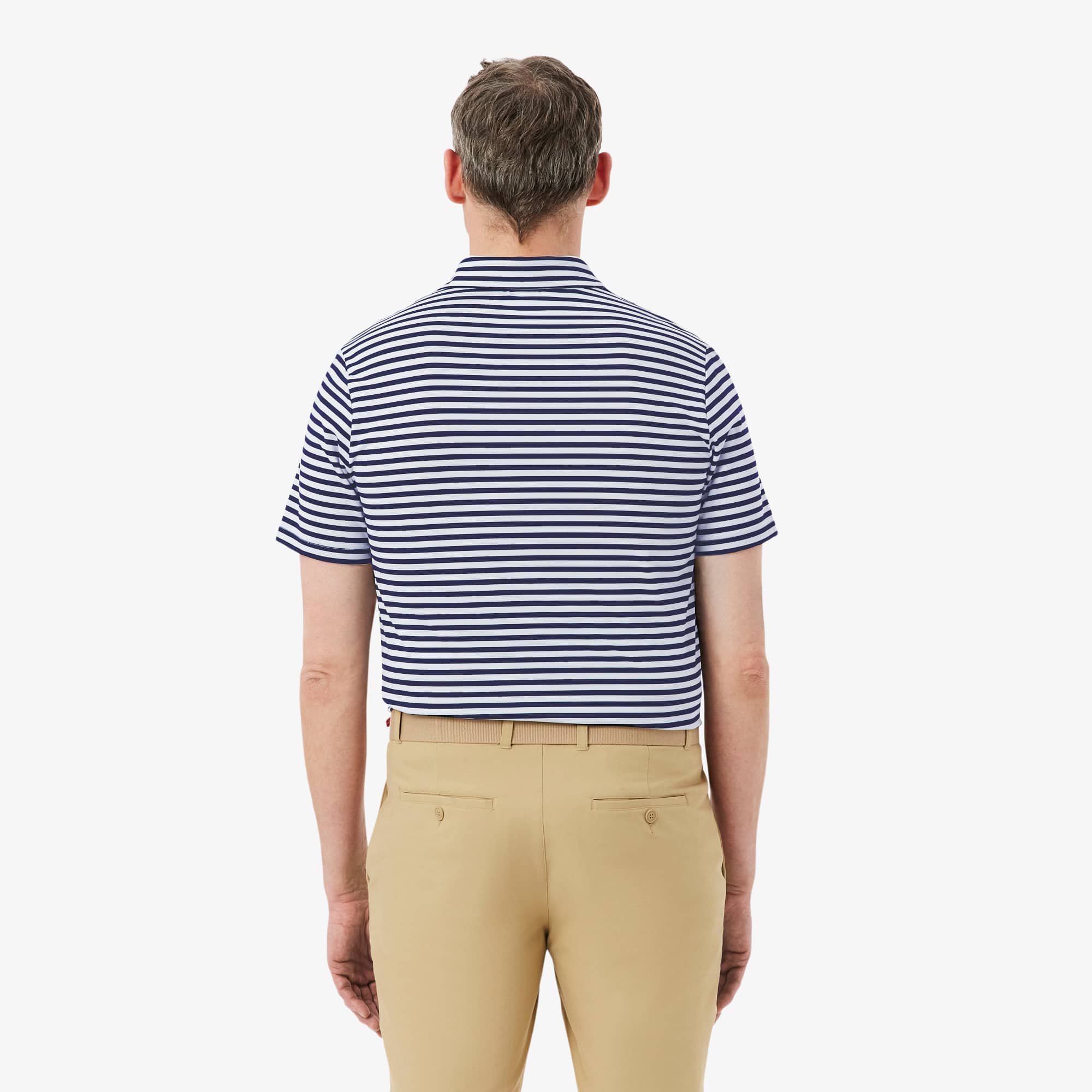 Thumbnail - Lacoste Gestreiftes Golf-Polohemd mit Ultra-Dry-Technologie, Regular Fit - Navy Blau / Weiß Size XXL