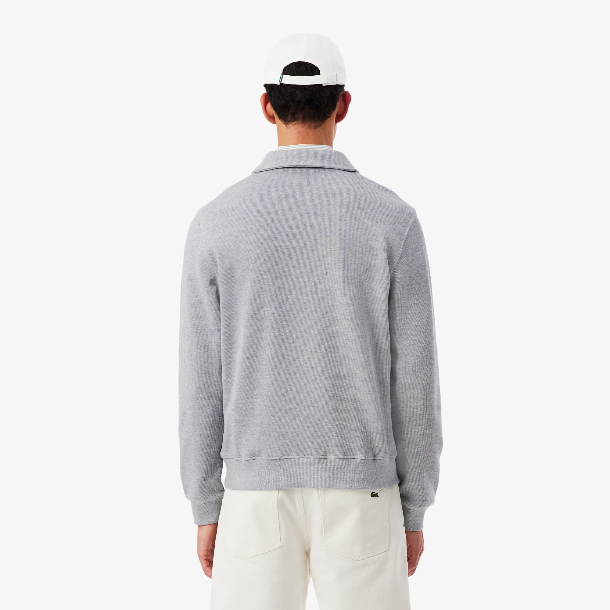 Thumbnail - Lacoste Rippstrick-Sweatshirt aus Baumwolle mit Polokragen - Heidekraut Grau Size M