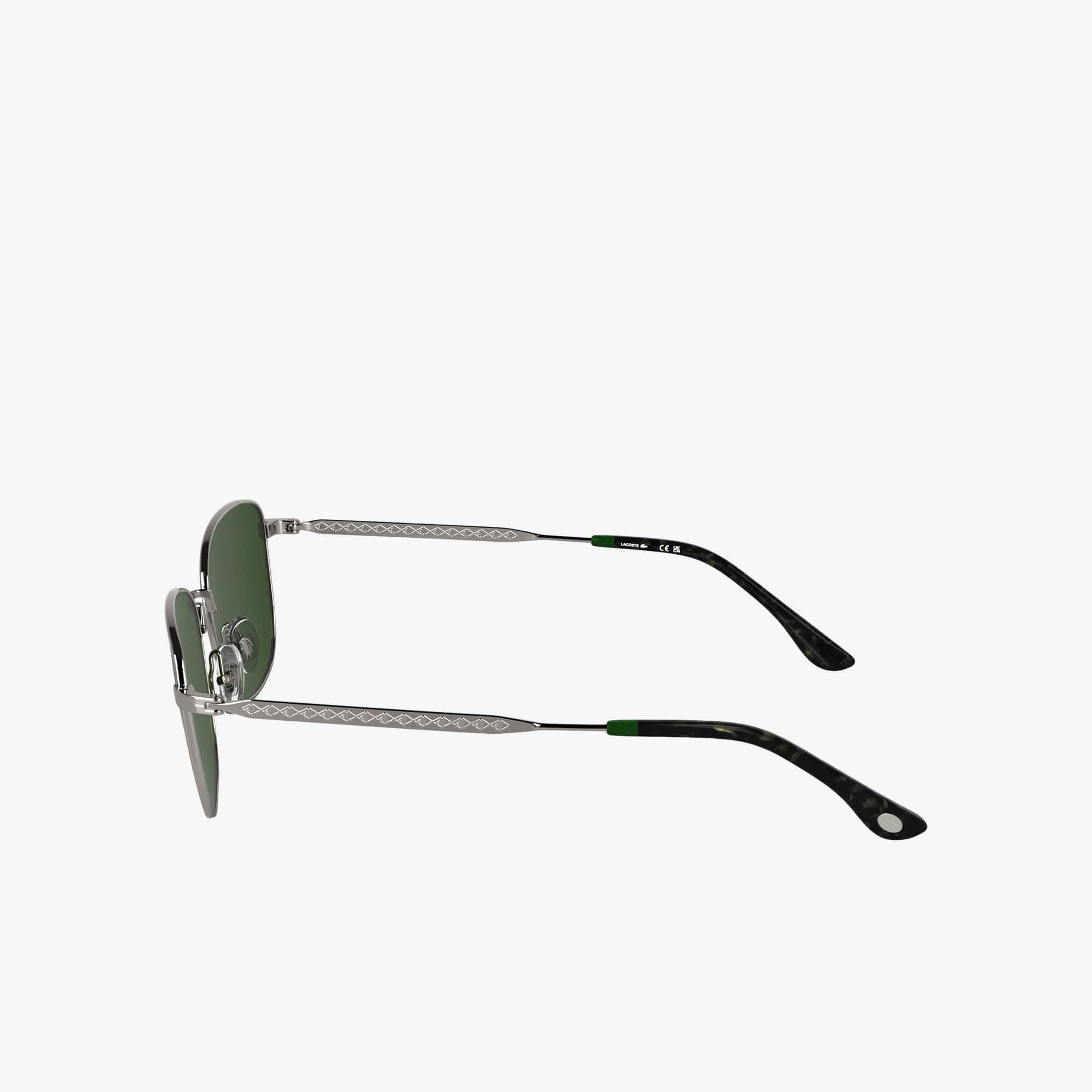 Thumbnail - Lacoste Rechteckige Sonnenbrille aus Metall mit Monogramm - GUNMETAL Size One Size
