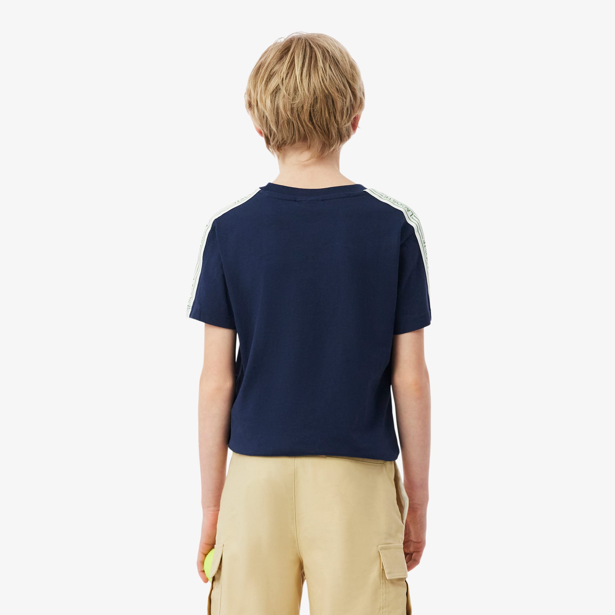 Thumbnail - Lacoste T-Shirt aus gestreifter Baumwolle mit Logo - Navy Blau Size 9 - 10A