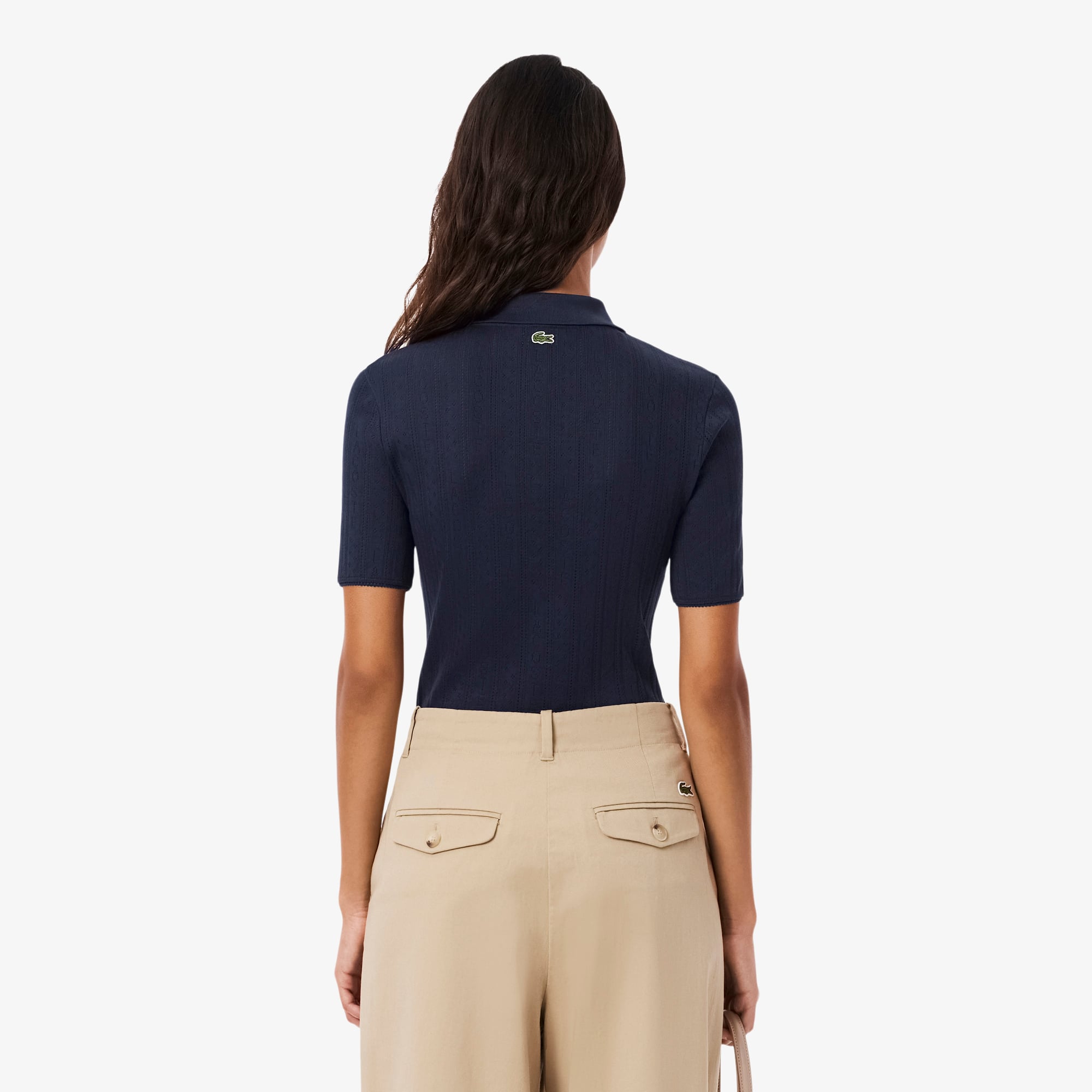 Thumbnail - Lacoste Slim Fit-Polohemd L.12.D aus Pointelle-Spitze - Navy Blau Size 40