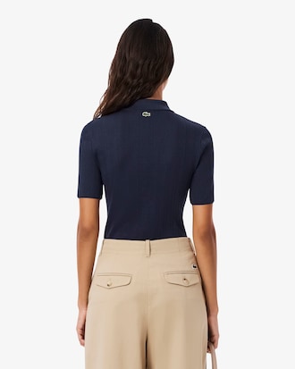 Slim Fit-Polohemd L.12.D aus Pointelle-Spitze