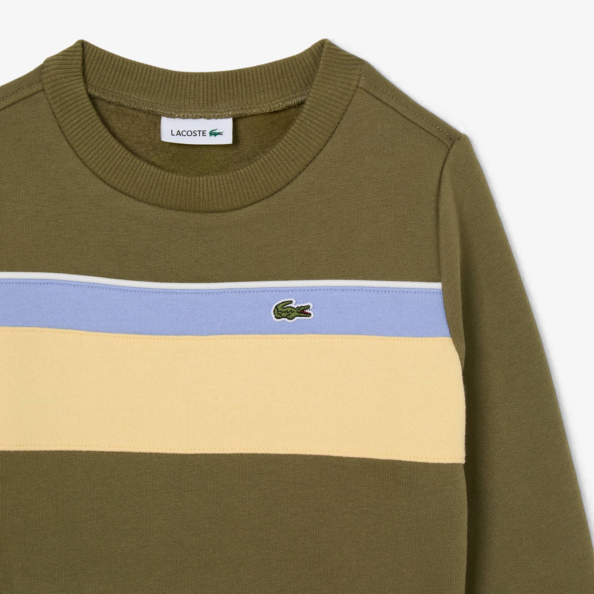Thumbnail - Lacoste Fleece-Sweatshirt mit Colorblock-Design - Khaki Grün / Weiß / Lila / Gelb Size 4 - 4A
