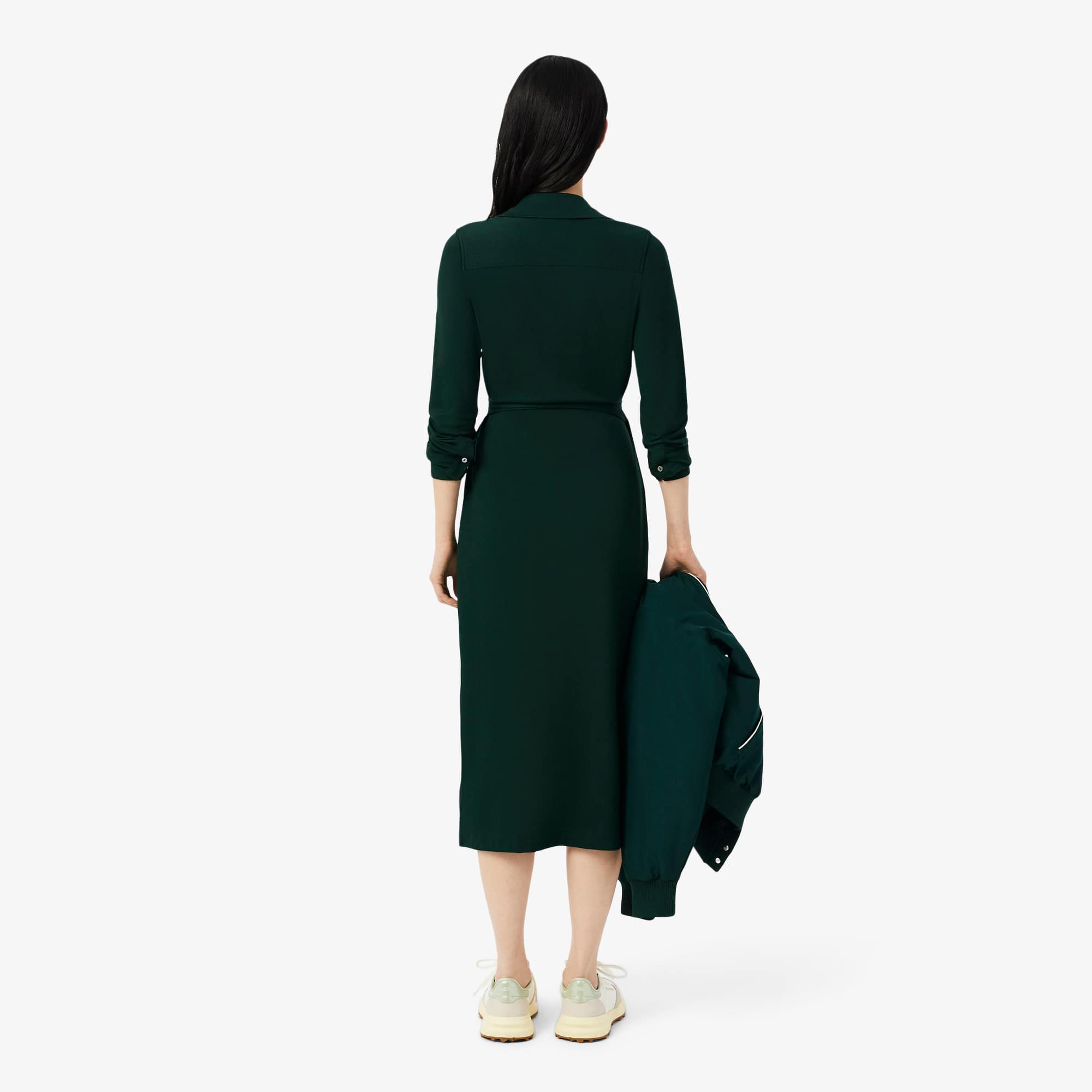 Thumbnail - Lacoste Slim Fit-Wickelkleid mit Polokragen - Sinople Grün Size 34