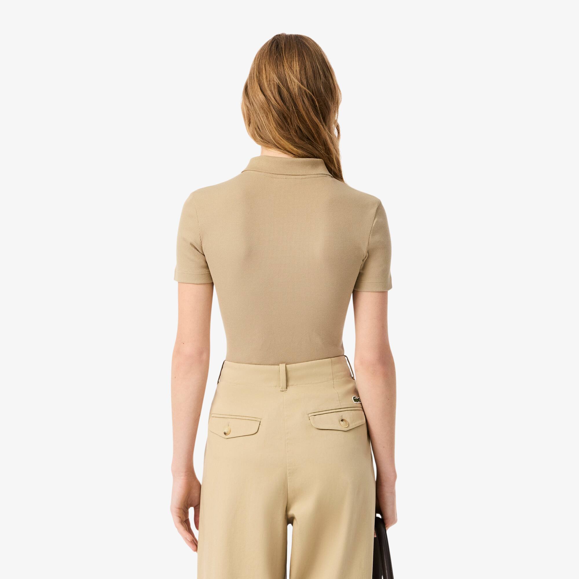 Thumbnail - Lacoste Slim Fit-Polohemd L.12.D aus gerippter Baumwolle - Beige Size 36