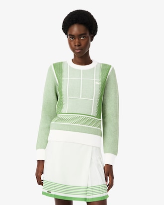 Pullover aus Jacquard mit Tennisplatz-Grafik