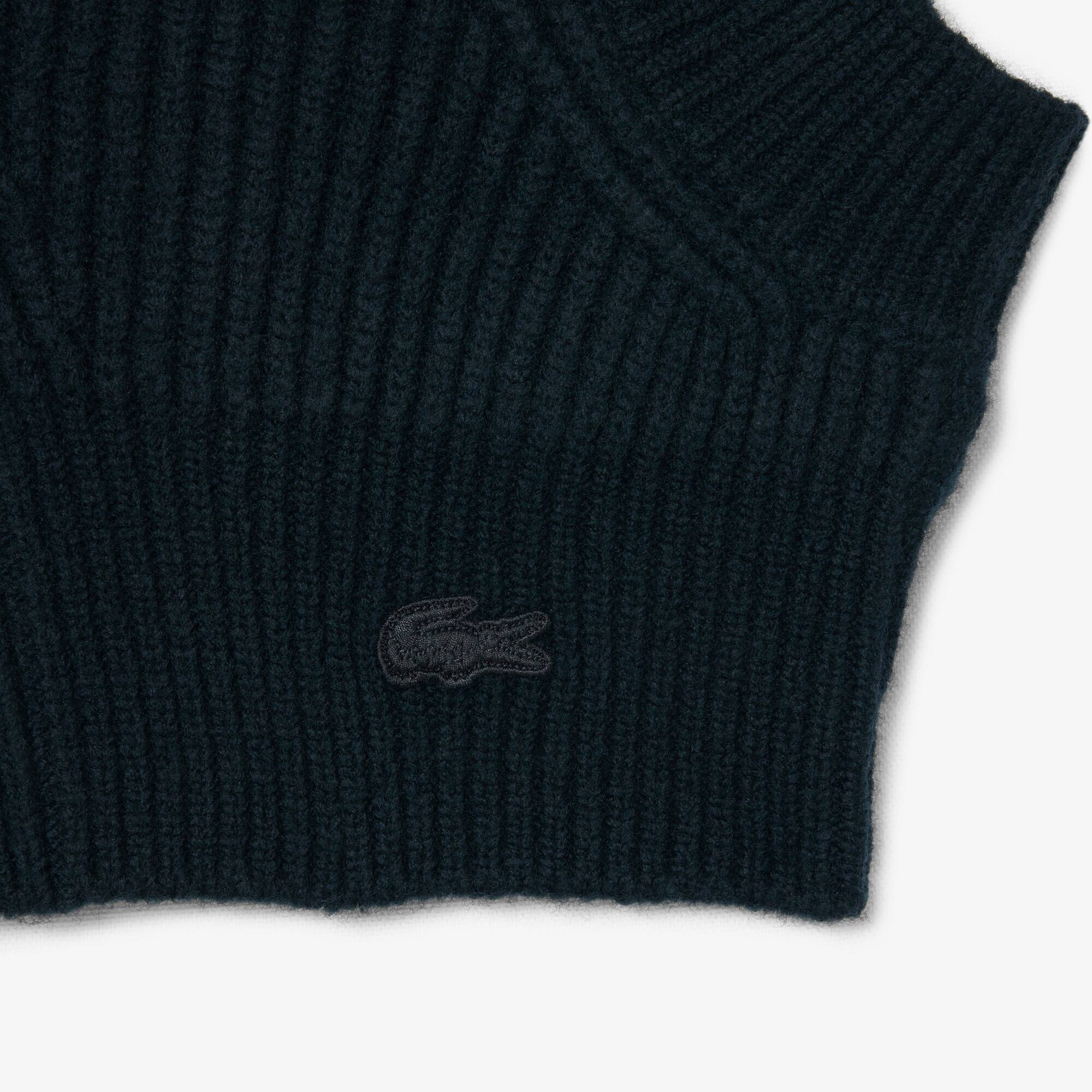 Thumbnail - Lacoste Balaclava Runway aus Rippstrick mit Filzwolle - Vert Fonce Size One Size