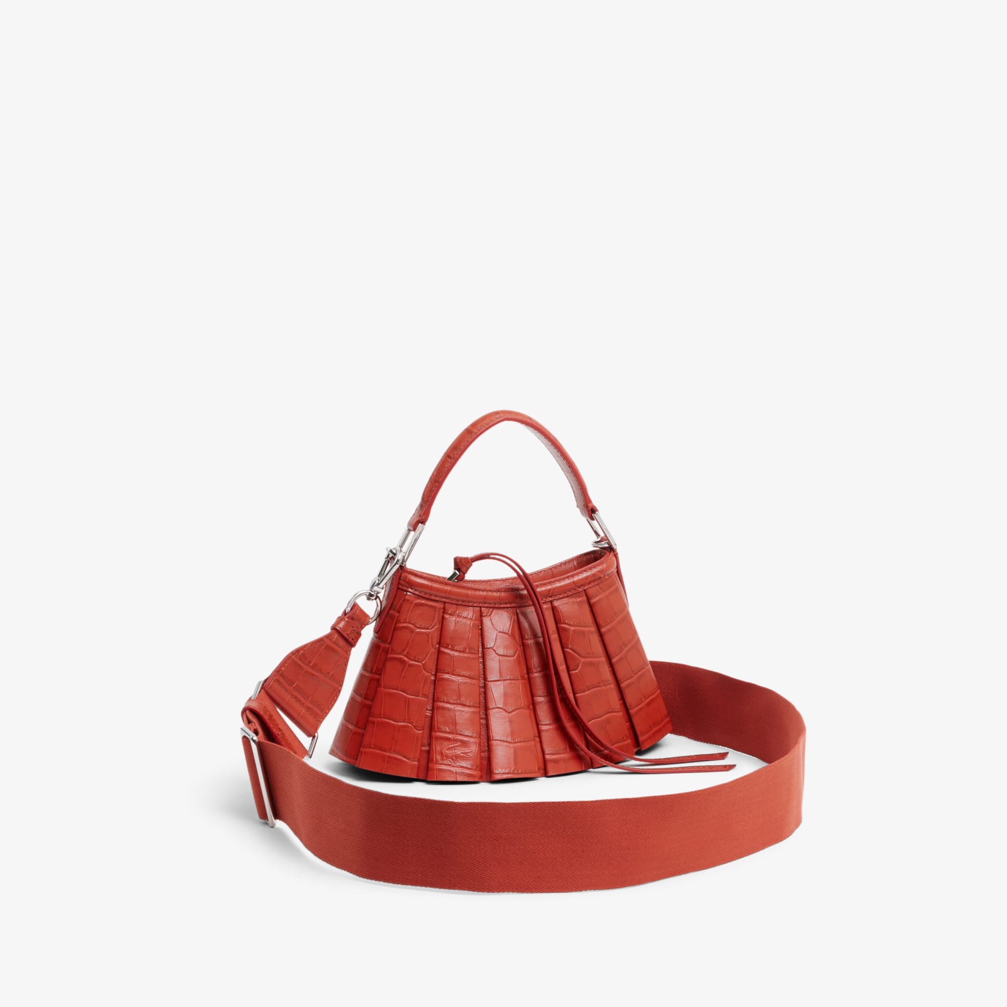 Thumbnail - Lacoste Mini-Tasche Lenglen Runway aus Leder mit Krokodileffekt - ORANGINE Size One Size