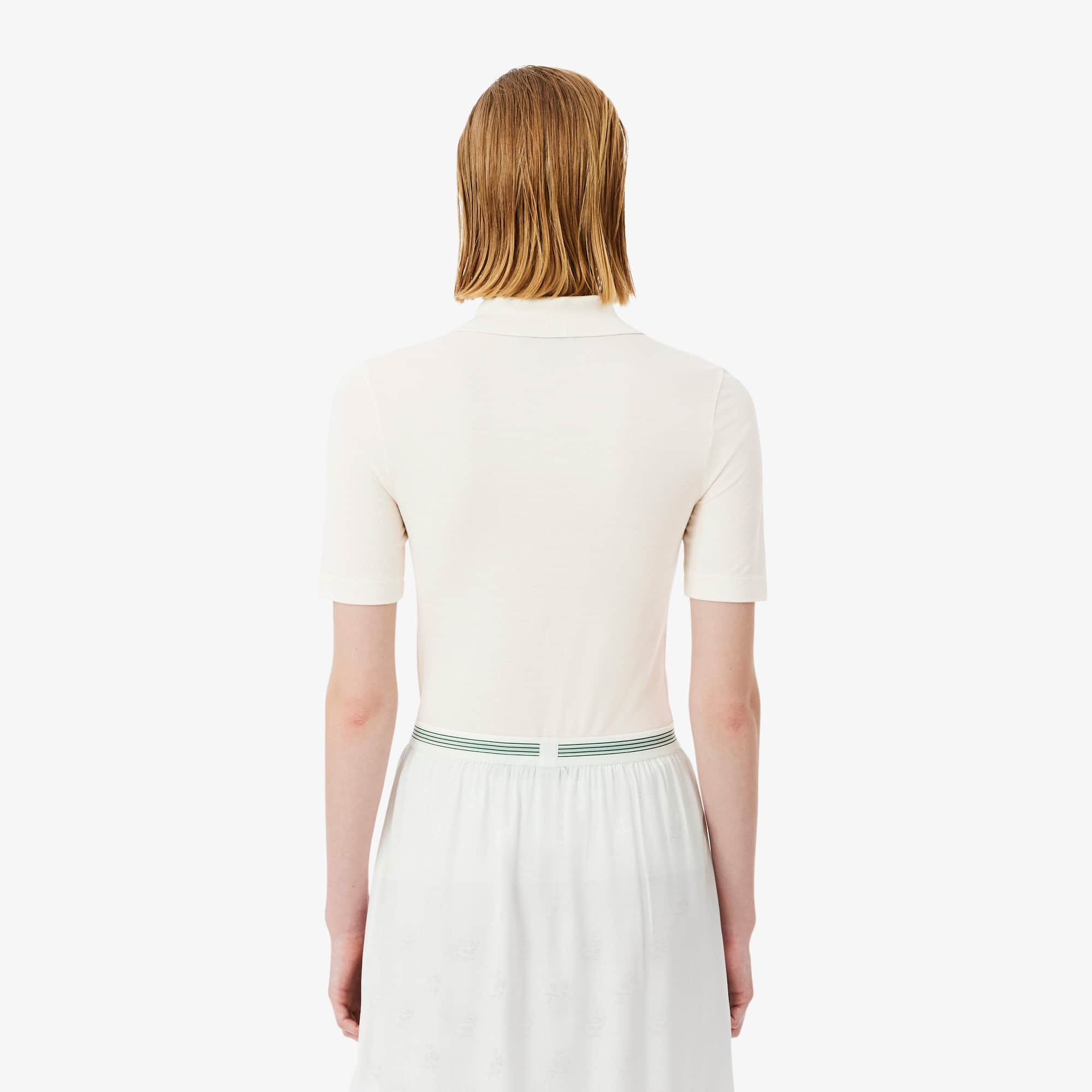 Thumbnail - Lacoste Slim Fit-Polohemd aus Seide mit perlenbesetztem Krokodil - Weiß Size XS