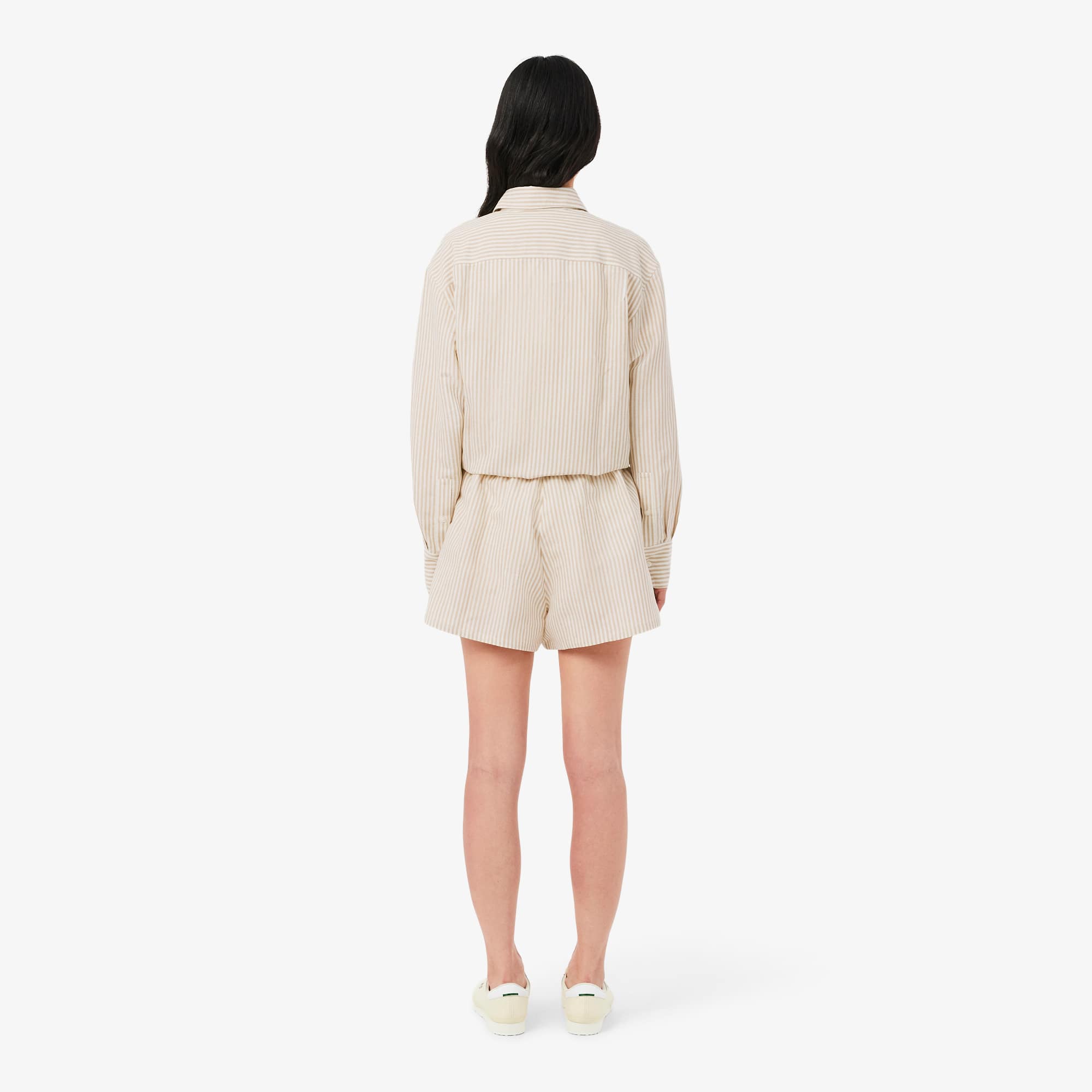 Thumbnail - Lacoste Oversized-Shorts aus Leinenmischung - Beige / Blanc Size 40