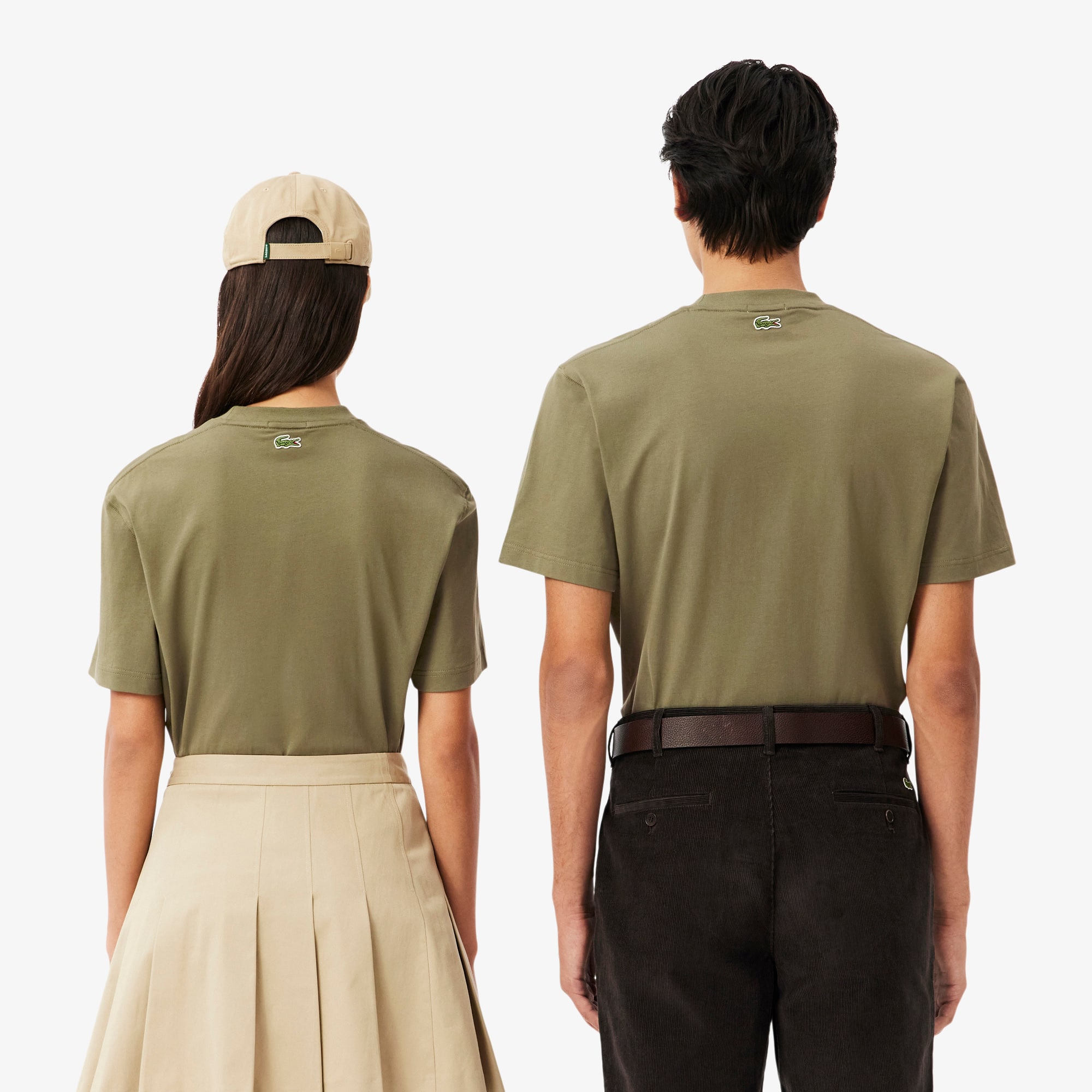 Thumbnail - Lacoste T-Shirt aus Baumwolle mit Signatur-Print - Khaki Grün Size XXS