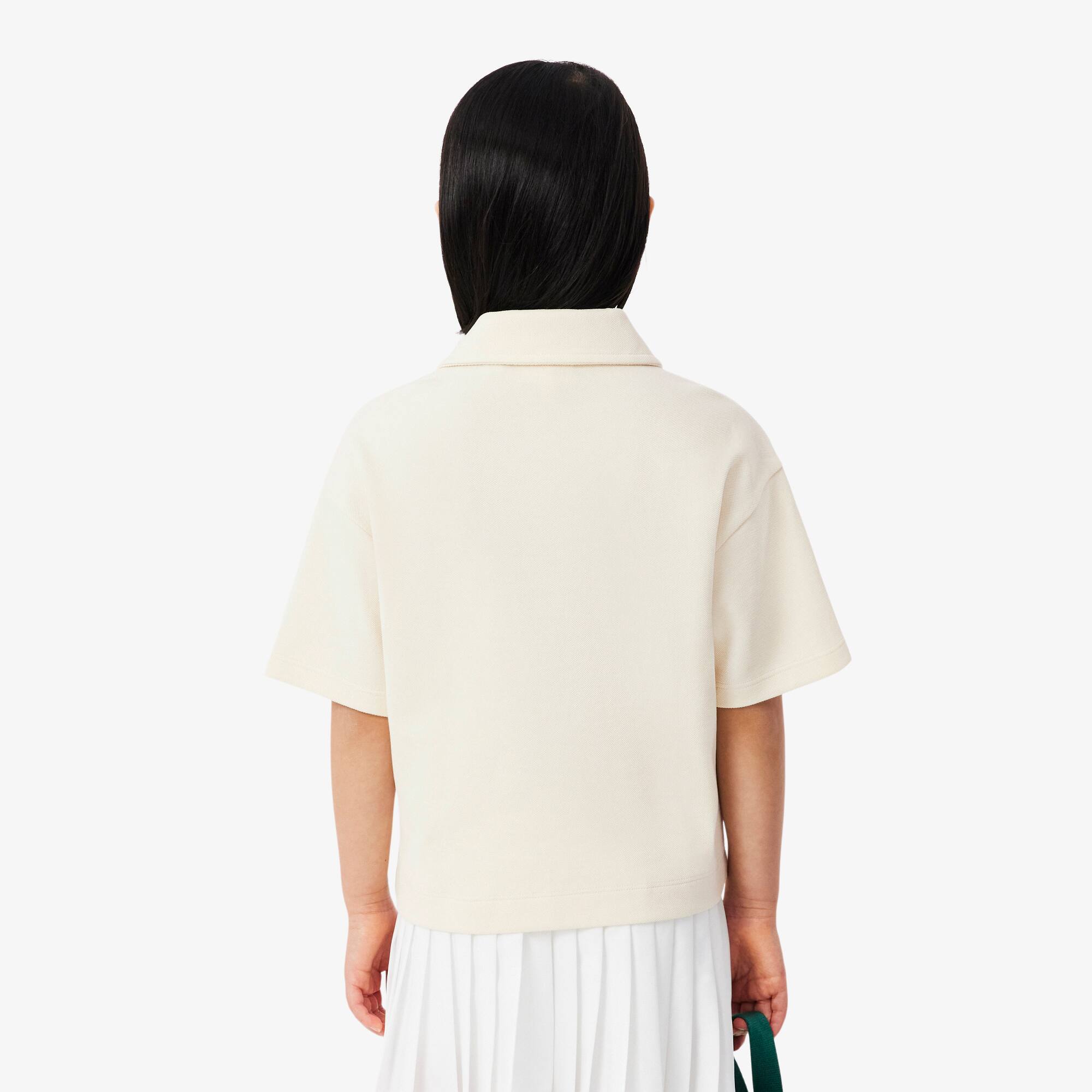 Thumbnail - Lacoste Oversized Polohemd aus Piqué - Creme Size 10 - 12A