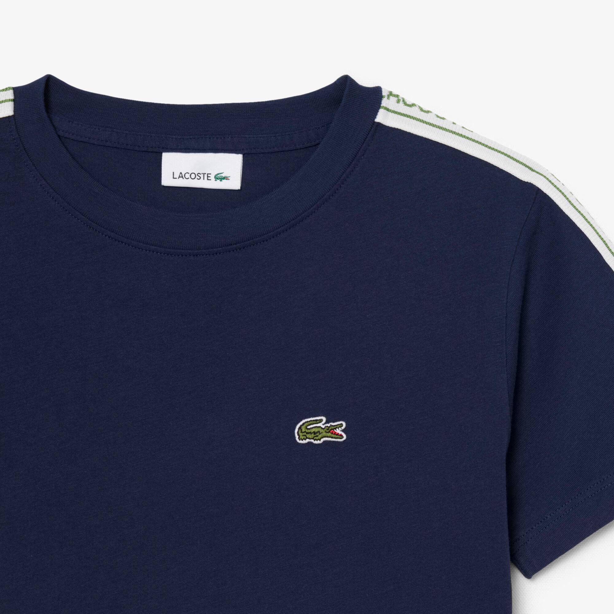 Thumbnail - Lacoste T-Shirt aus gestreifter Baumwolle mit Logo - Navy Blau Size 8 - 8A