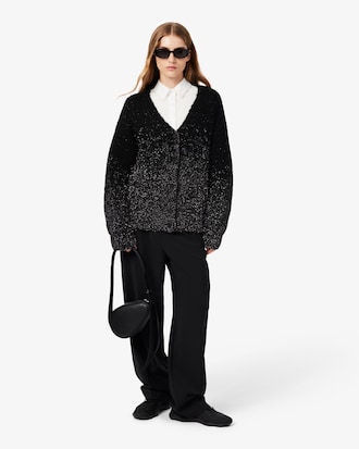 Cardigan aus Jacquard mit Metallic-Ombr&eacute;-Effekt