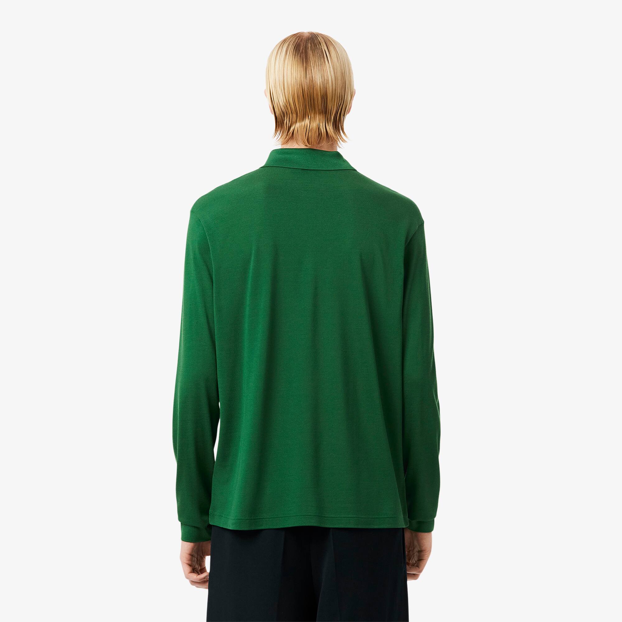 Thumbnail - Lacoste Loose Fit-Polohemd Runway mit Mini-Piqué aus Seide - Vert Size M