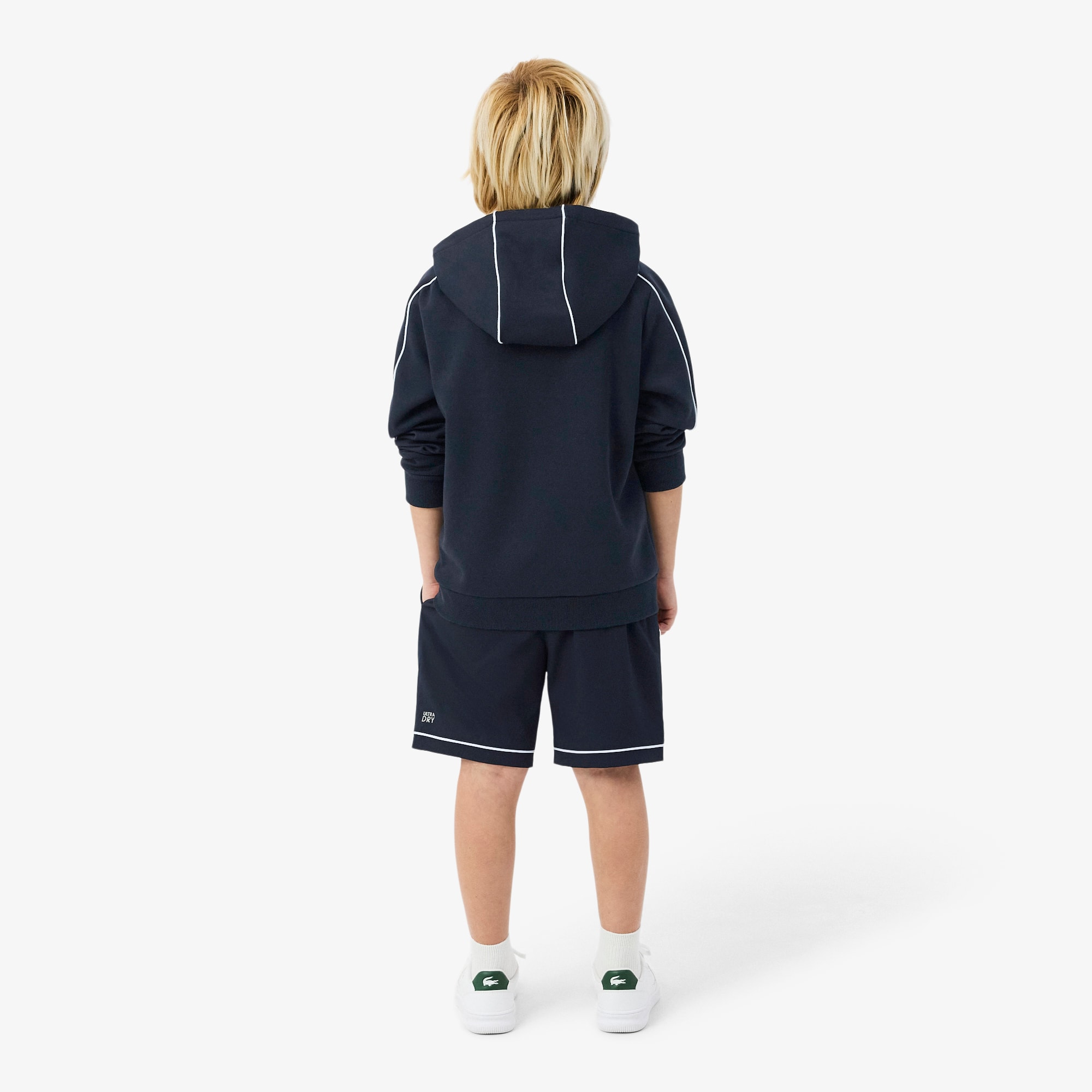 Thumbnail - Lacoste Gestreifte Sportshorts aus Frottee - Schwarz Size 8 - 8A