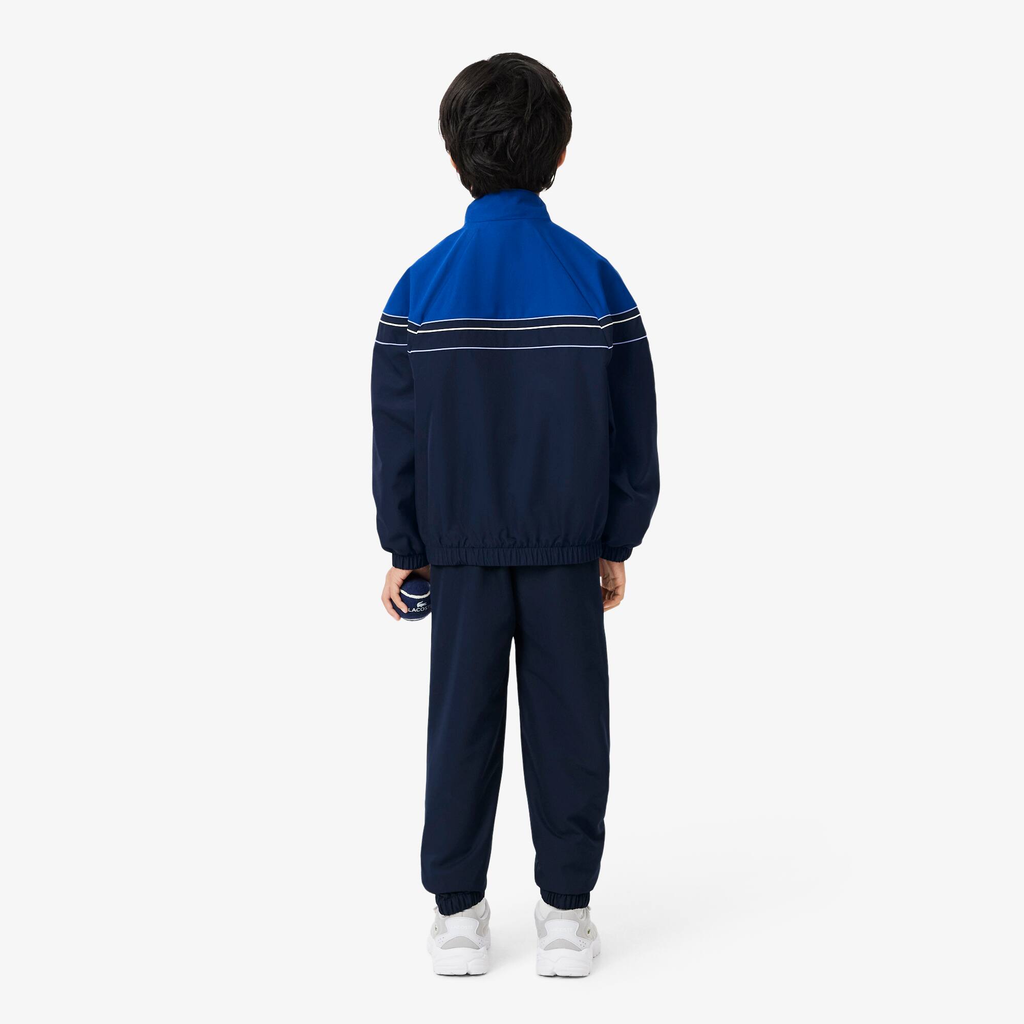 Thumbnail - Lacoste Trainingsanzug aus Diamant-Taft mit Colorblock-Design - Navy Blau / Blau / Weiß / Lila Size 12 - 16A