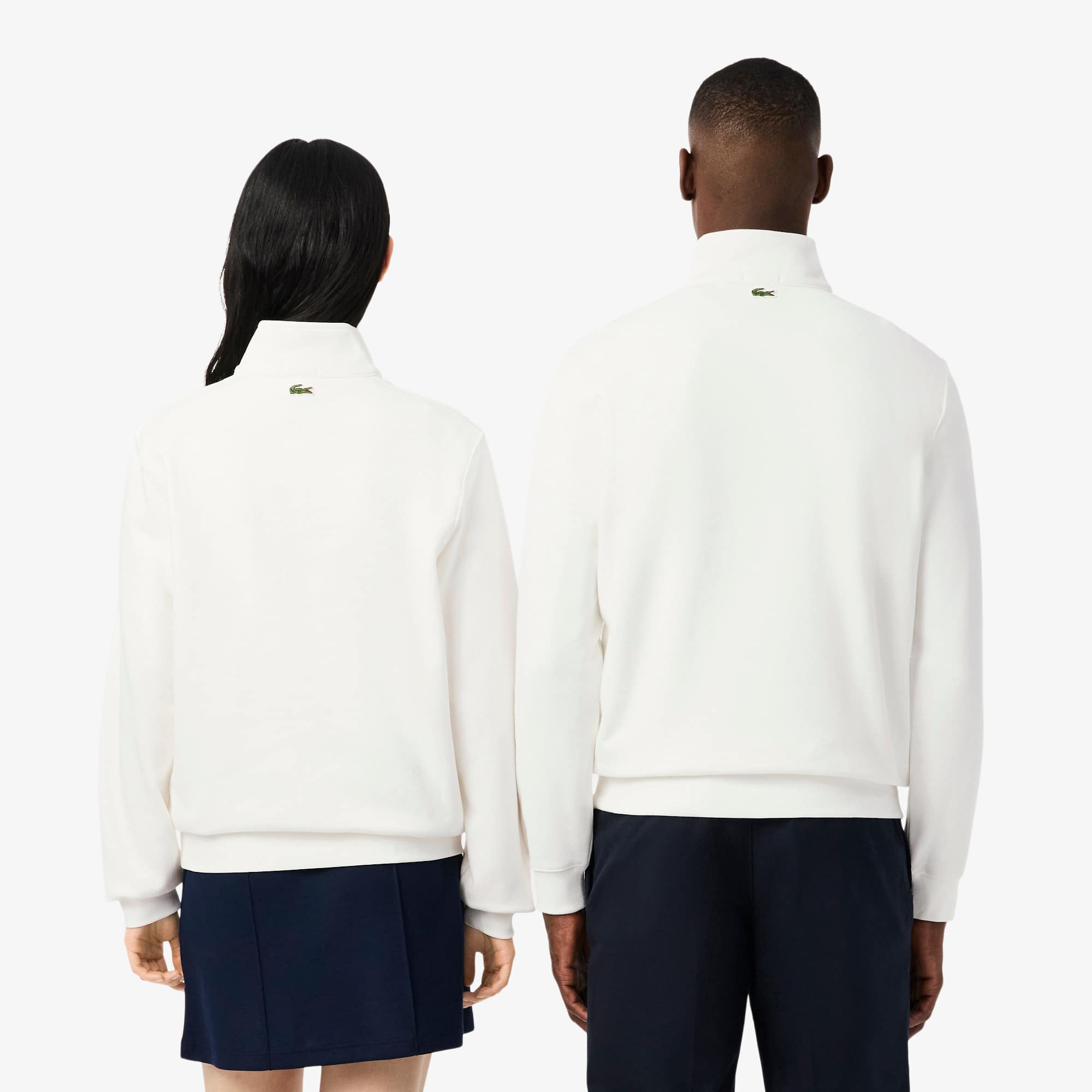 Thumbnail - Lacoste Sweatshirt mit Reißverschluss, hohem Kragen und Print - Weiß Size M
