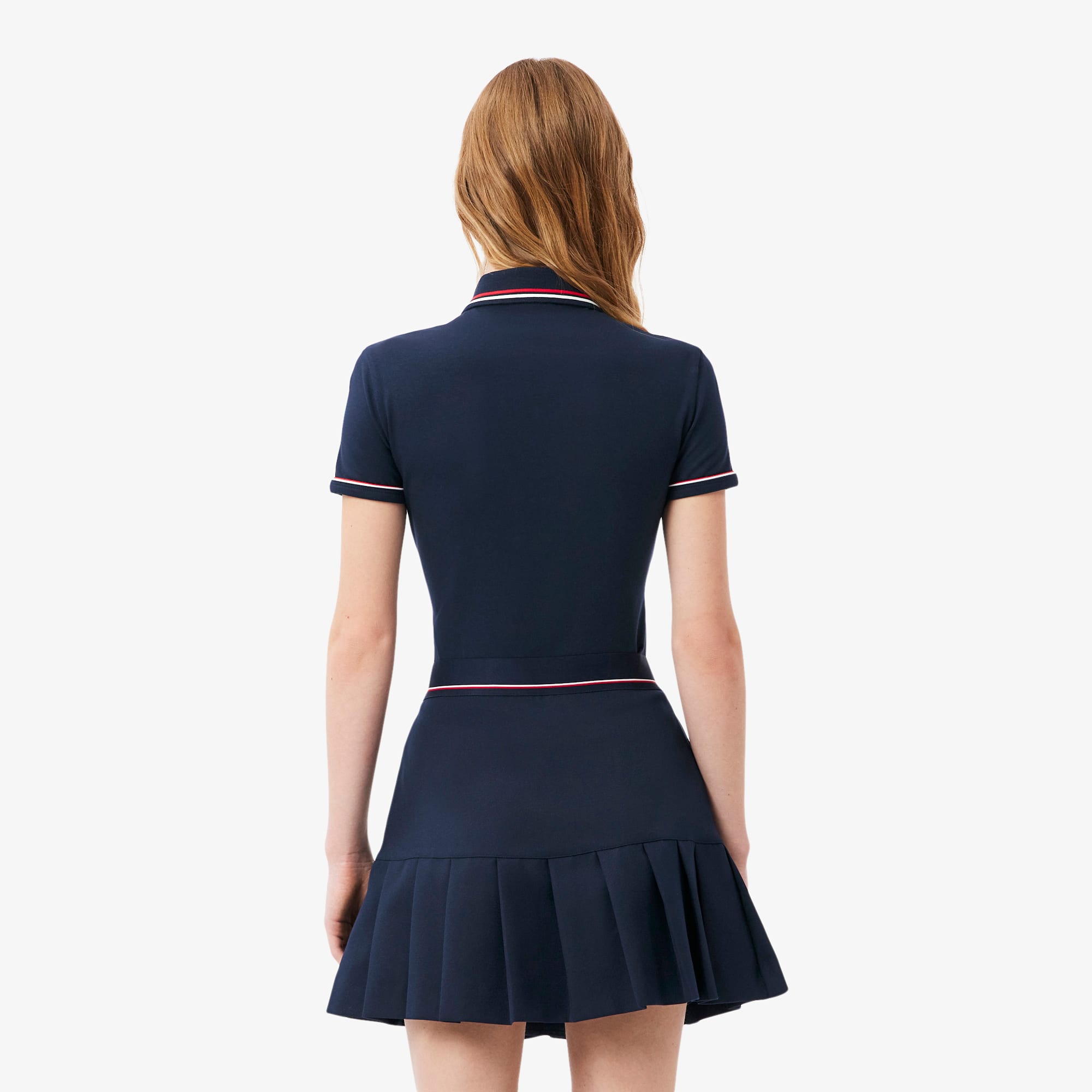 Thumbnail - Lacoste Slim Fit-Polohemd L.12.D mit Einfassung - Navy Blau / Rot / Weiß Size 32