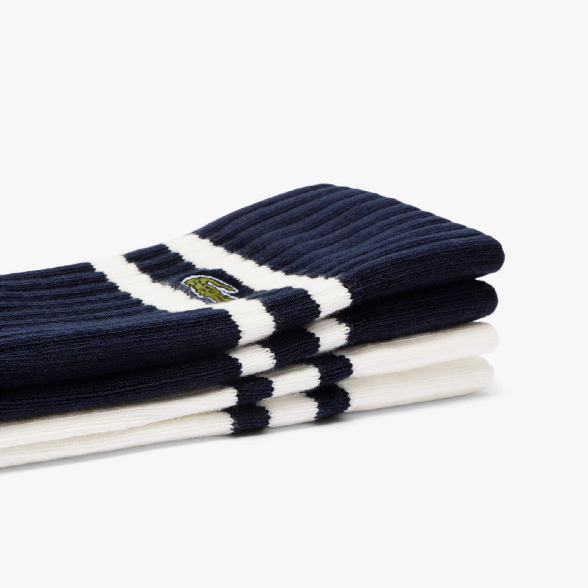 Thumbnail - Lacoste Socken aus gerippter Baumwolle - Navy Blau / Weiß Size 39/42