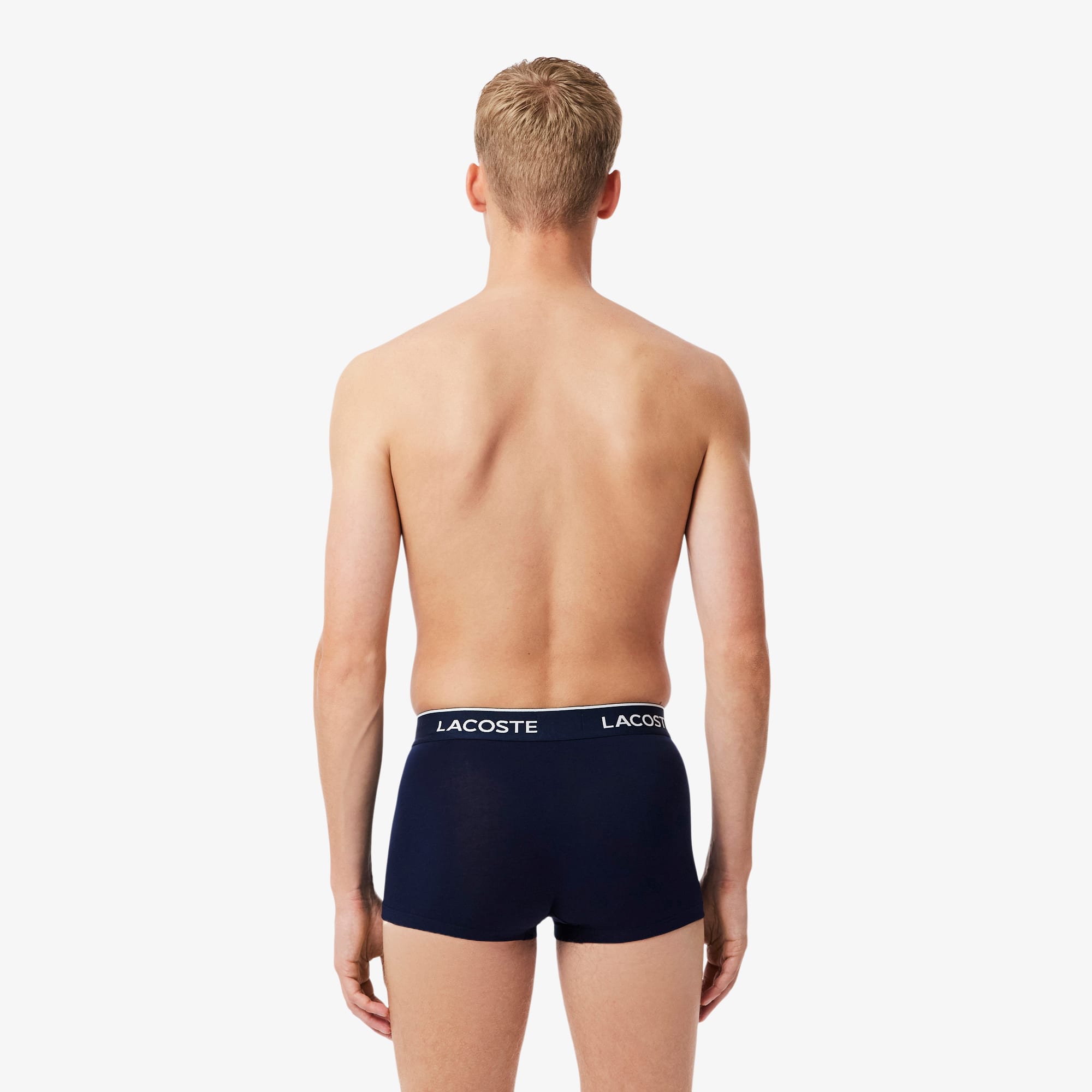 Thumbnail - Lacoste 3er-Pack Trunks aus Stretch-Baumwolle - Navy Blau / Grün / Rot / Navy Blau Size XXL
