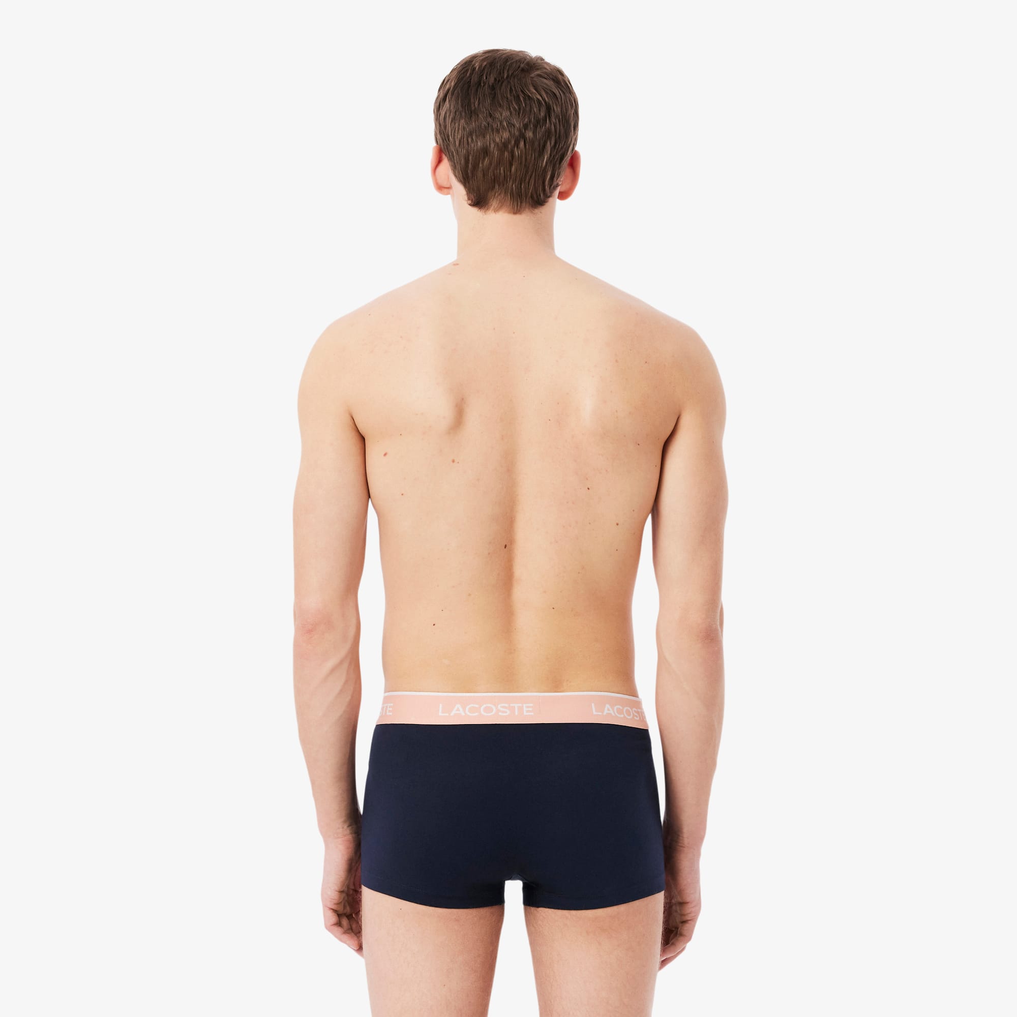 Thumbnail - Lacoste 3er-Pack Trunks aus Stretch-Baumwolle - Bleu Marine / Rose / Orange / Bleu Size L