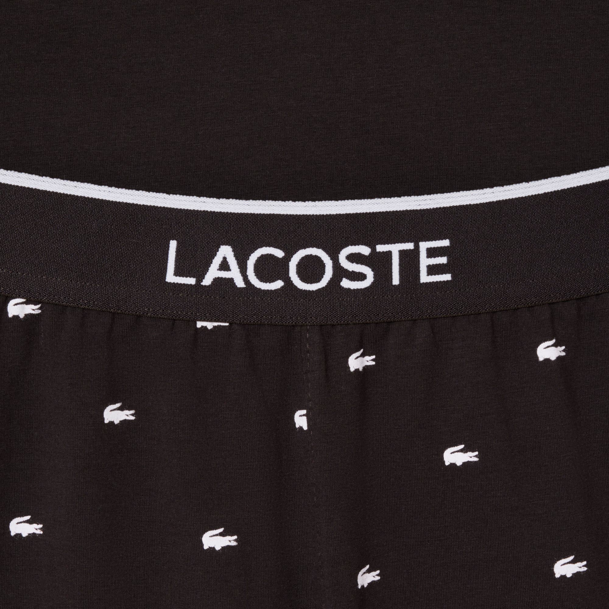 Thumbnail - Lacoste Pyjama-Set aus Baumwolle mit Kroko-Print - Marron / Blanc Size XS